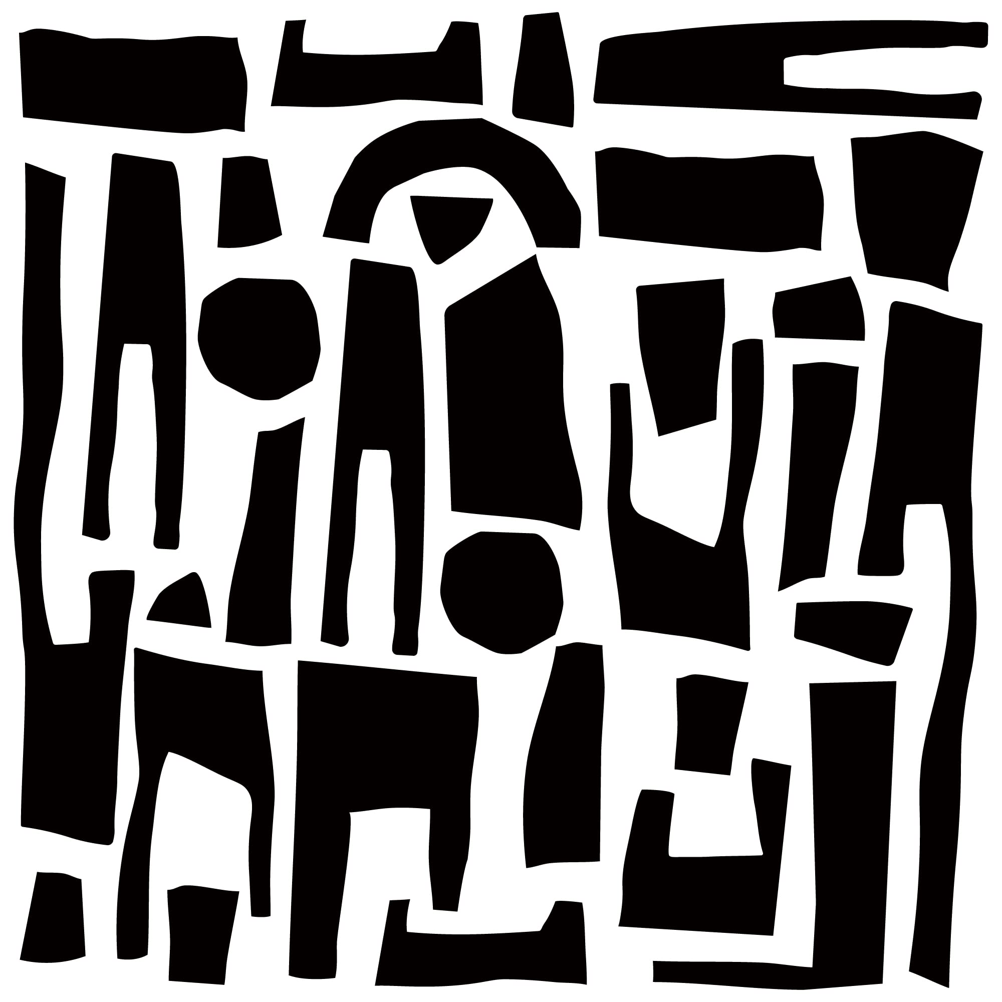 Modern Geometric Peel and Stick Black Vinyl Wall Decals - Abstract Minimalist Stone Block Wall Stickers for Living Room, Bathroom, Office & Home Decor - Easy DIY Wall Art for Cabinets, Stairs & Interior Design