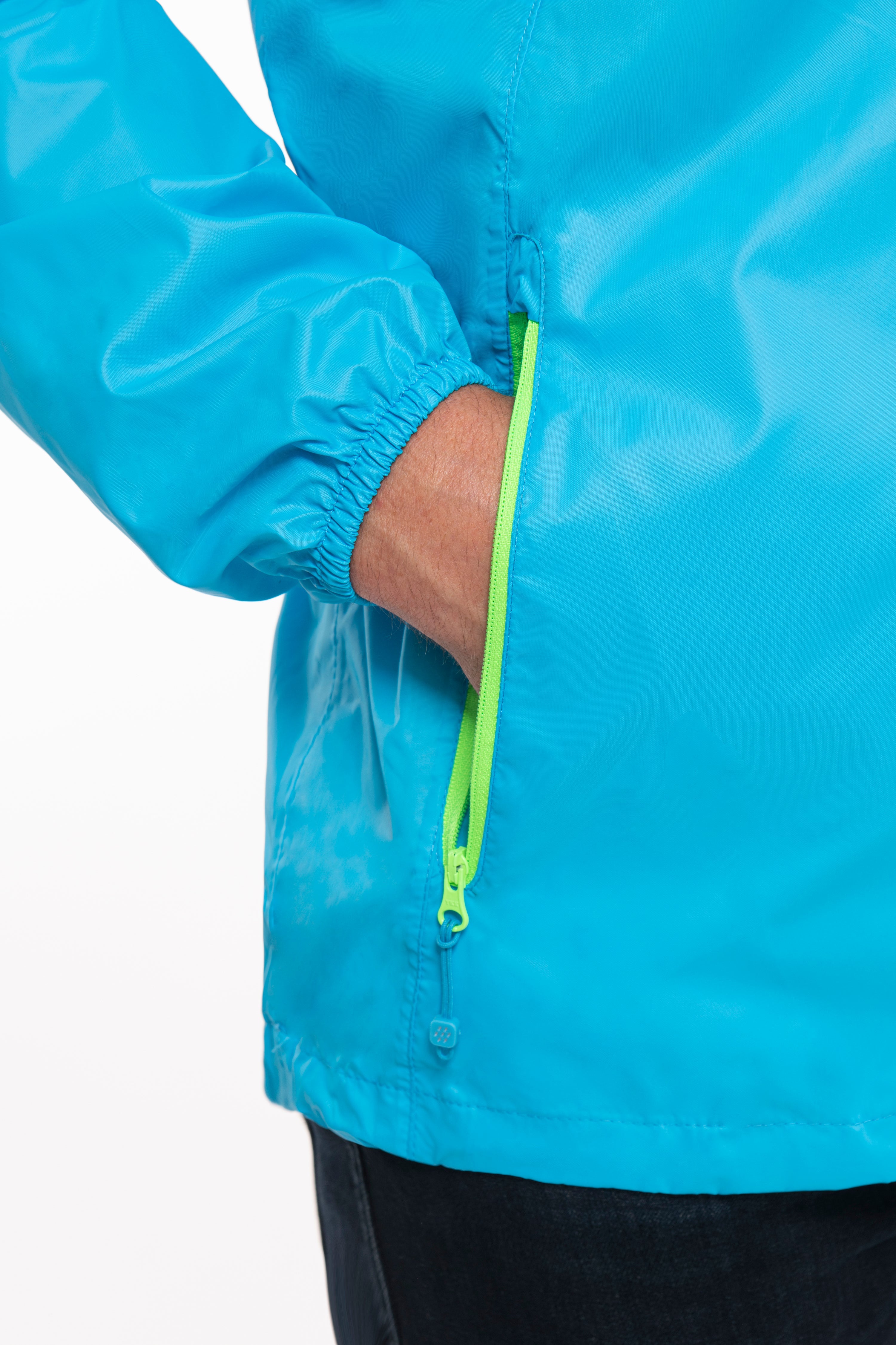 Mac In A Sac NEON 2 Jacket - Waterproof Windbreaker with Hood for Outdoor Activities - Neon Blue Lightweight Packable Raincoat for Hiking, Cycling & Travel