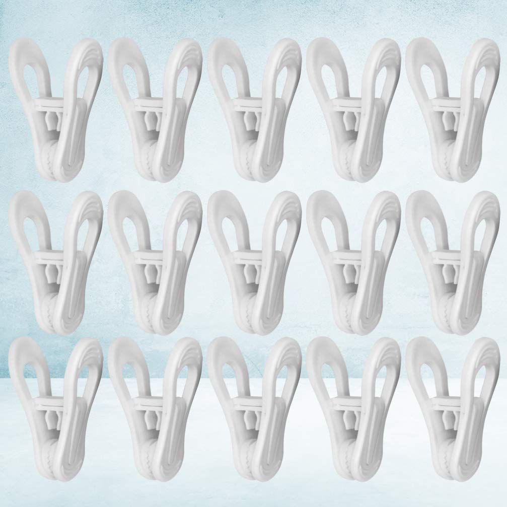 25 Pack Cabilock Plastic Hanger Clips - Strong Clothes Pins for Pants, Skirts & Clothing - Removable White Hanger Clips for Wardrobe Organization & Laundry Drying