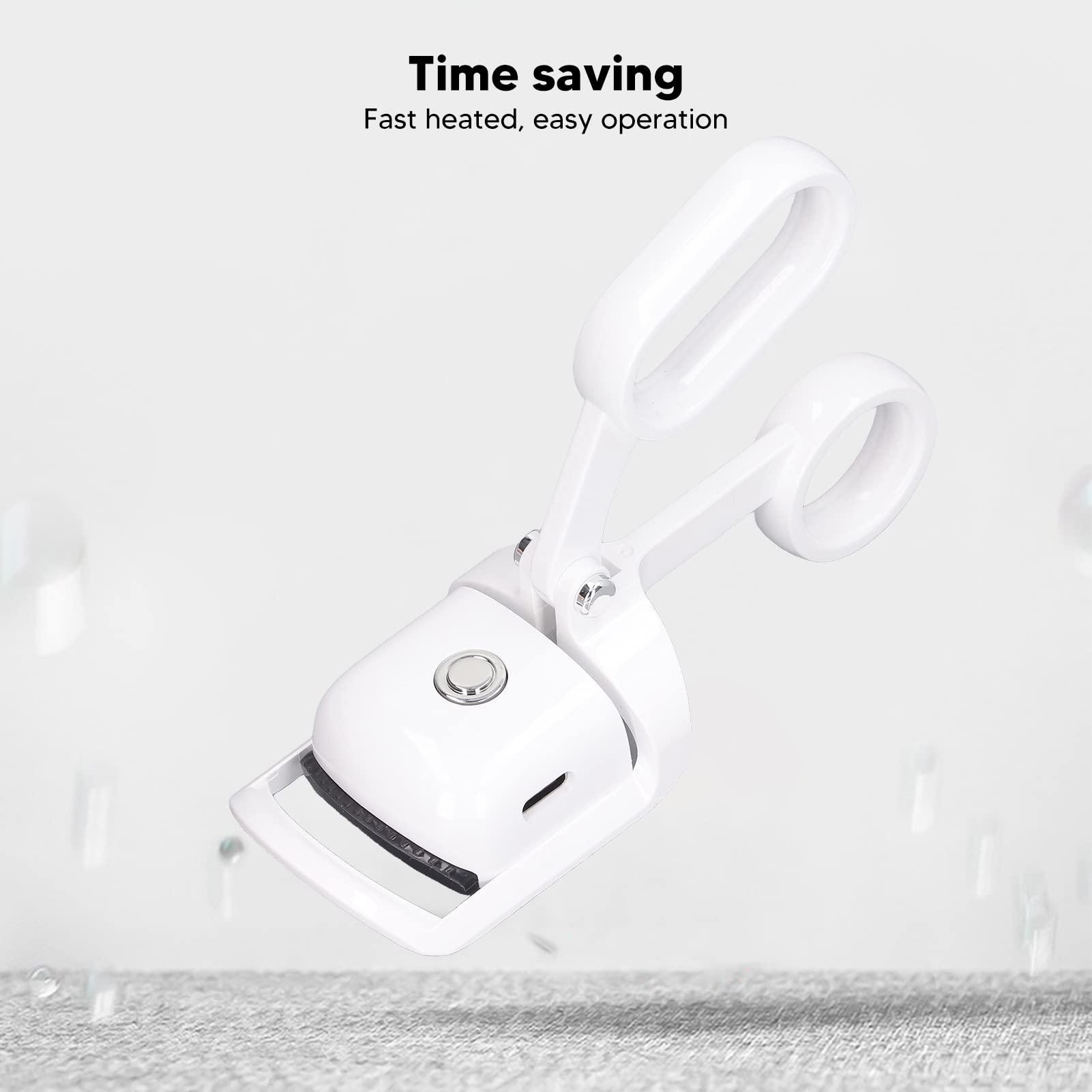 EXCLUZO Heated Eyelash Curler - 3 Adjustable Temperature Settings, Quick & Long-Lasting Curls, Portable Electric Lash Curler for Home & Salon Use (White) | Perfect for Makeup, Bridal & Daily Beauty Routine