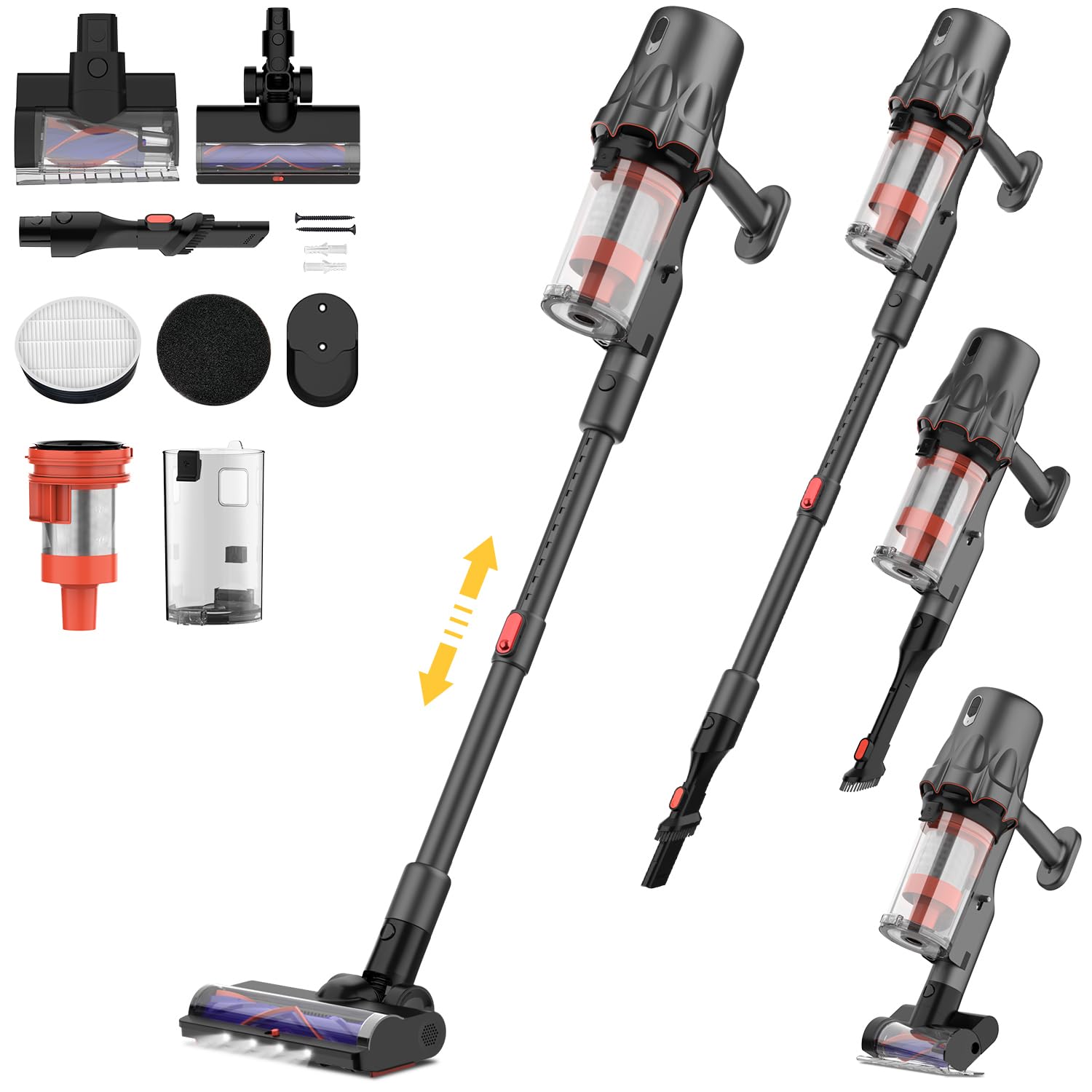Best Cordless Stick Vacuum Cleaner for Home - 240W Wireless Rechargeable, 45 Min Runtime, HEPA Filter, Anti-Tangle Technology - Perfect for Pet Hair, Carpet, Hardwood, Tile, Couch & Bed Cleaning