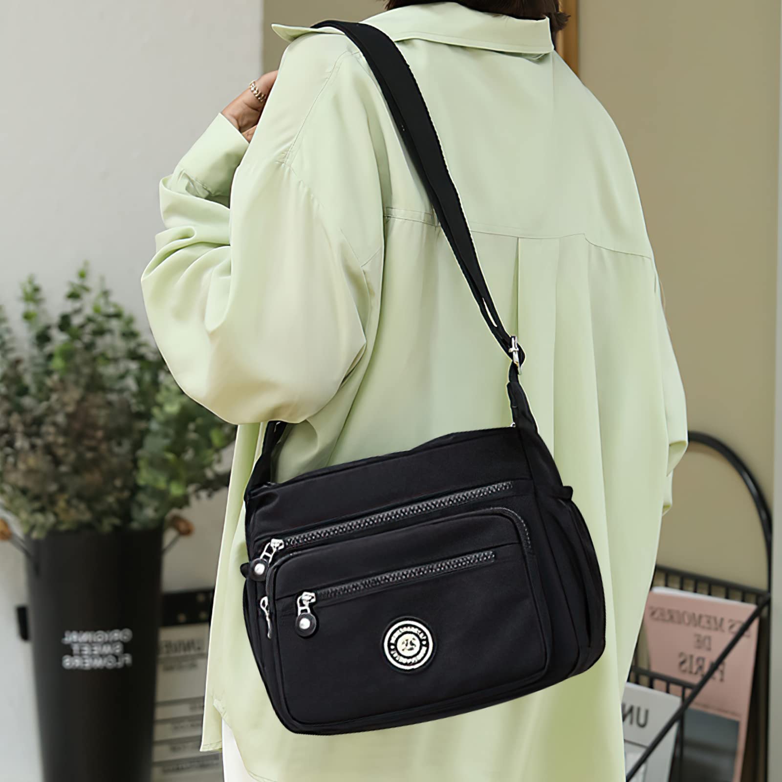 Stylish Women's Shoulder Bag - Waterproof Nylon Crossbody Purse with Multiple Pockets, Casual Messenger Bag for Travel, Work & Daily Use | Perfect Ladies Tote for Shopping, Commuting & Weekend Outings