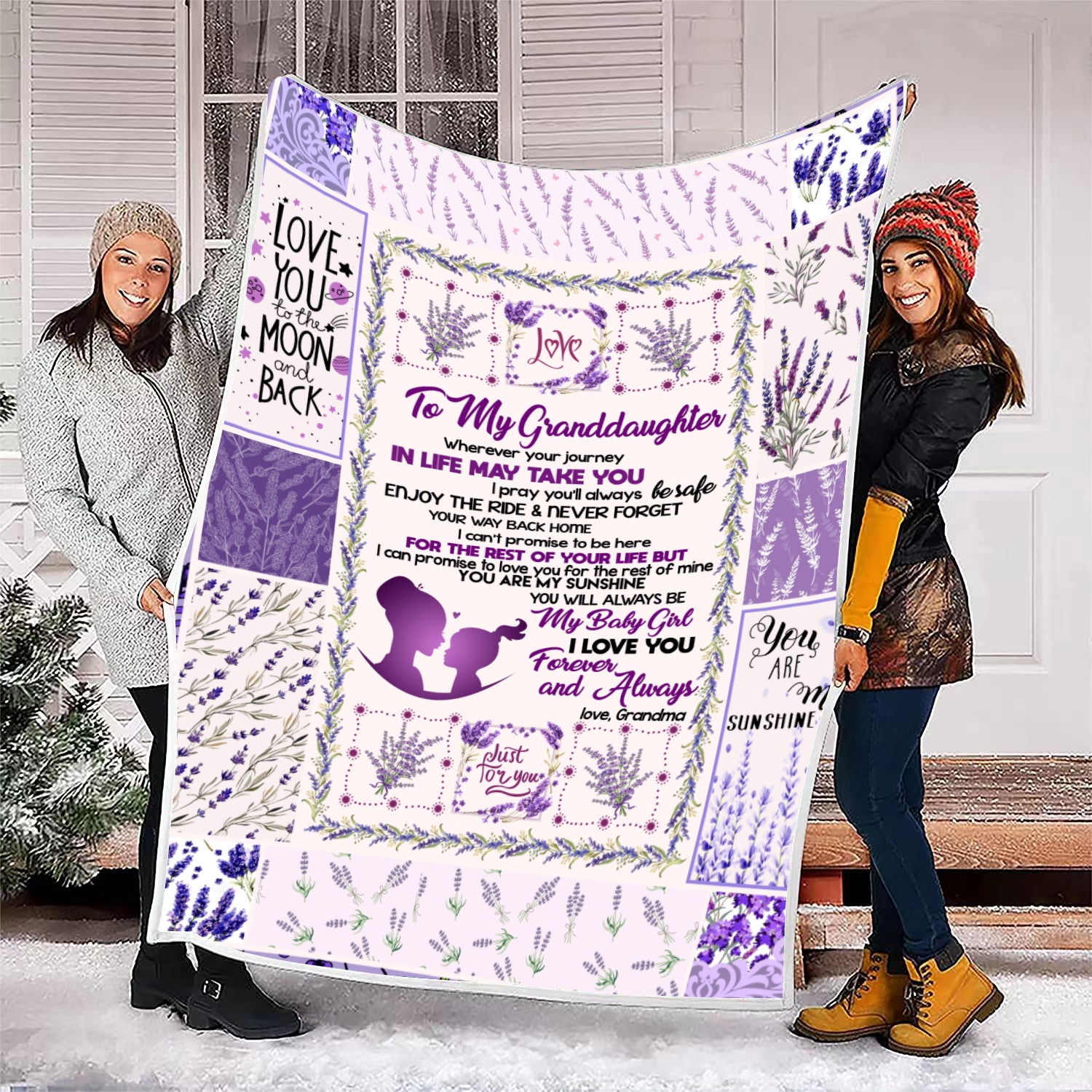 1pc Flannel Blanket for Granddaughter - Soft Warm Cozy Throw Blanket Gift for Women, Girls - Perfect for Sofa, Office, Bed & Travel - Home Decor & Thoughtful Present