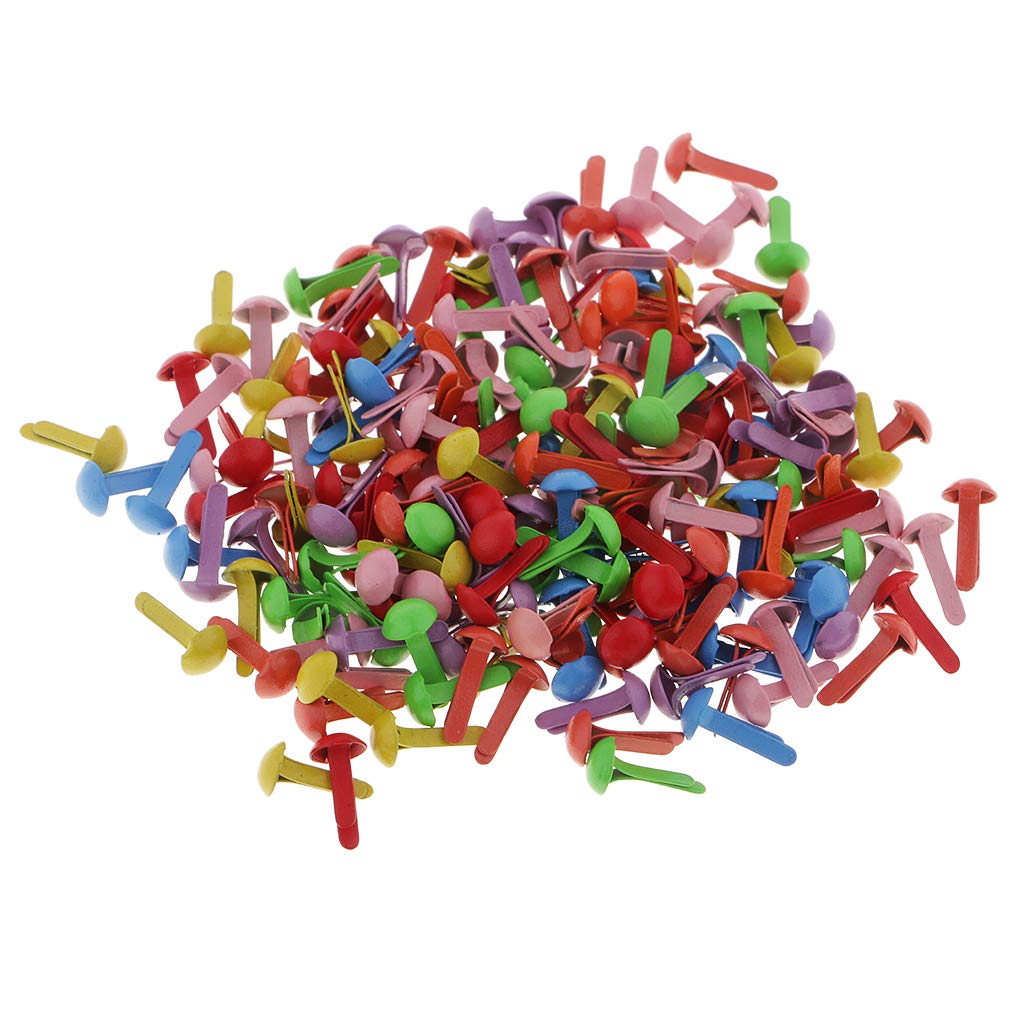 LoveinDIY 200pcs Multicolor Metal Round Head Split Pin Brads - Paper Fasteners for Scrapbooking, DIY Crafts, Card Making & Photo Album Decoration