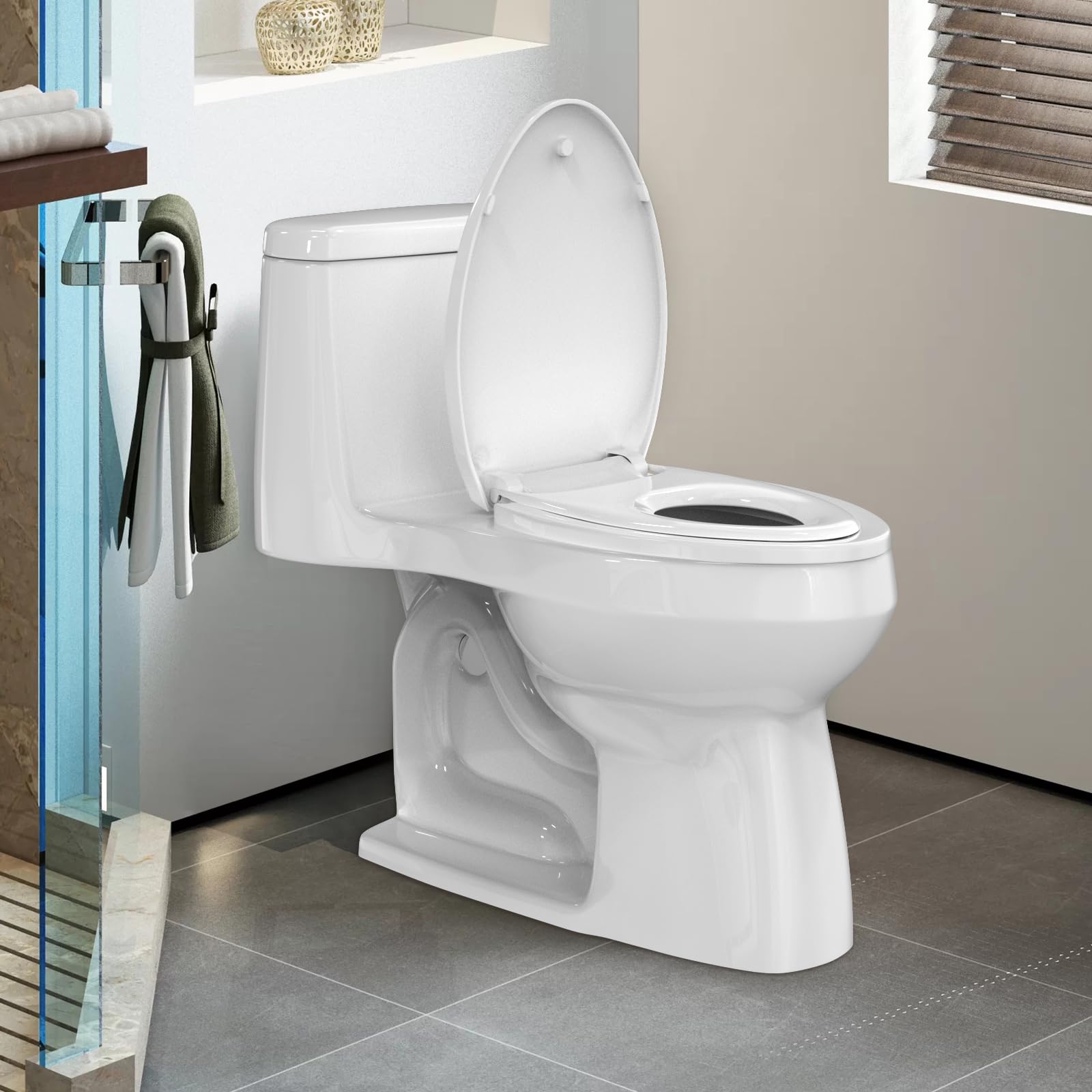 MUNNAR CR107 Slow Close Elongated Toilet Seat with Built-in Toddler Seat - Potty Training Toilet Seat with Magnet for Easy Cleaning - Fits Adults & Children - White 18.5