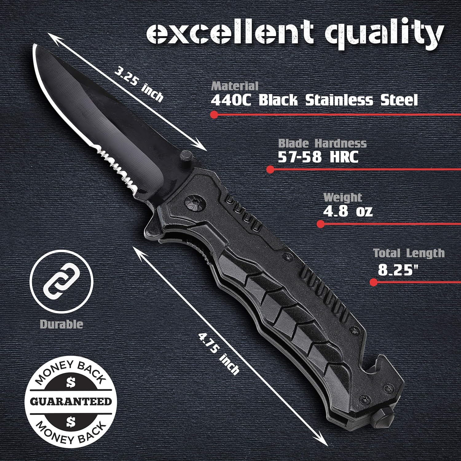 DAPR Premium Pocket Knife - Compact, Lightweight & Sharp Folding Knife for Camping, Hiking & Everyday Carry (EDC) | Outdoor Survival & Utility Tool