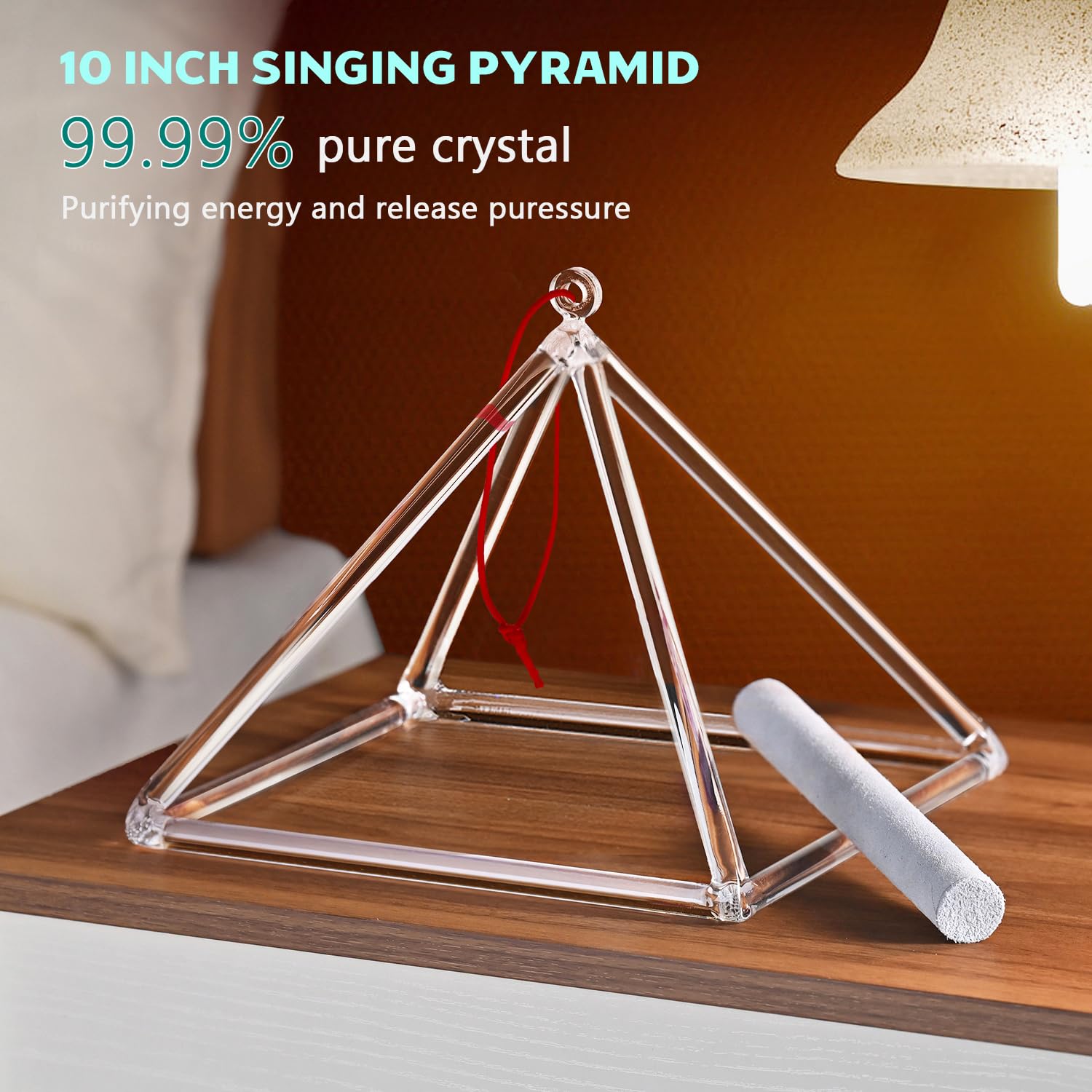 10 Inch Quartz Crystal Singing Pyramid for Meditation & Healing - Chakra Balancing Musical Instrument with Carry Case - Perfect for Yoga, Reiki, Sound Therapy & Spiritual Practices