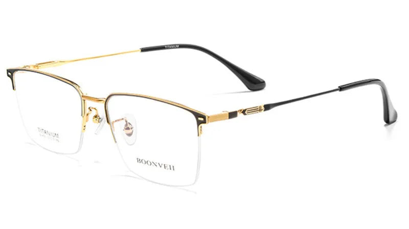Brightzone Women's Semi-Rimless Square Titanium Eyeglasses Frame 71203 - Lightweight & Durable Glasses for Work, Reading & Fashion