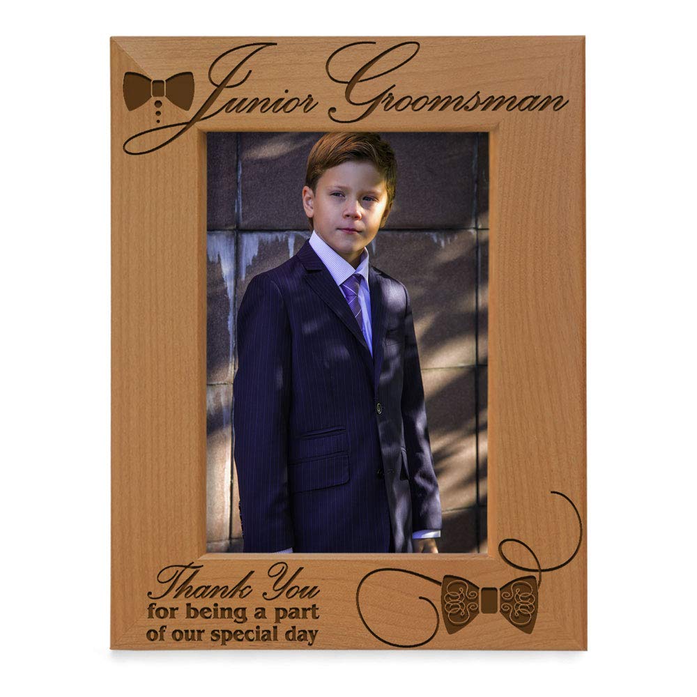 KATE POSH Junior Groomsman Thank You Gift - 4x6 Vertical Picture Frame for Wedding Party - Perfect for Groomsmen Appreciation & Special Day Memories