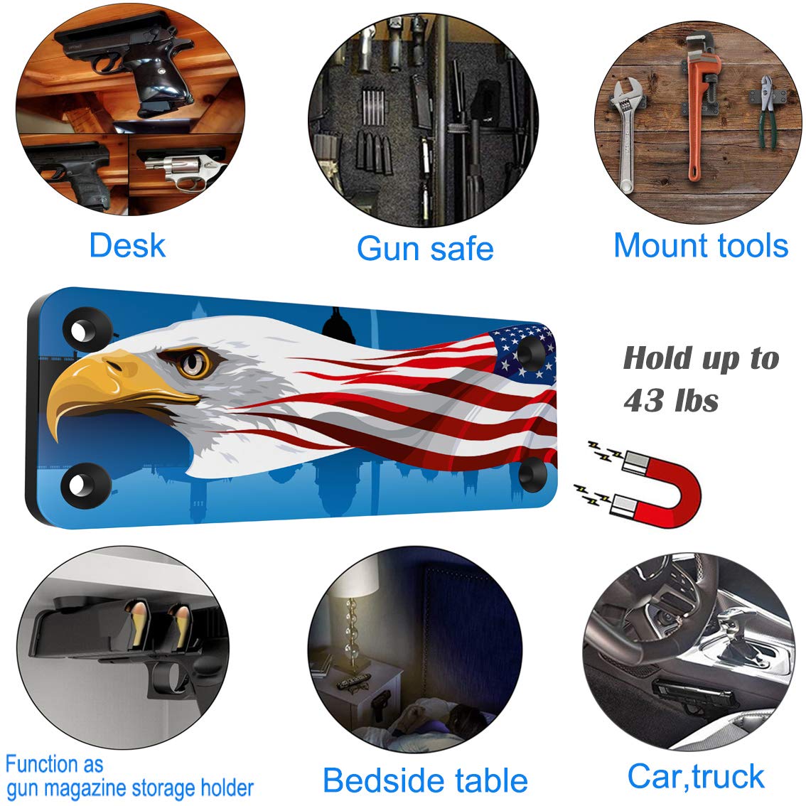DB Magnet for Vehicle - Heavy Duty 43lbs Tactical Car Holster & Mount with HQ Rubber Coating | Hidden Storage Accessories for Men | Perfect for Off-Roading, Camping & Tactical Gear Organization