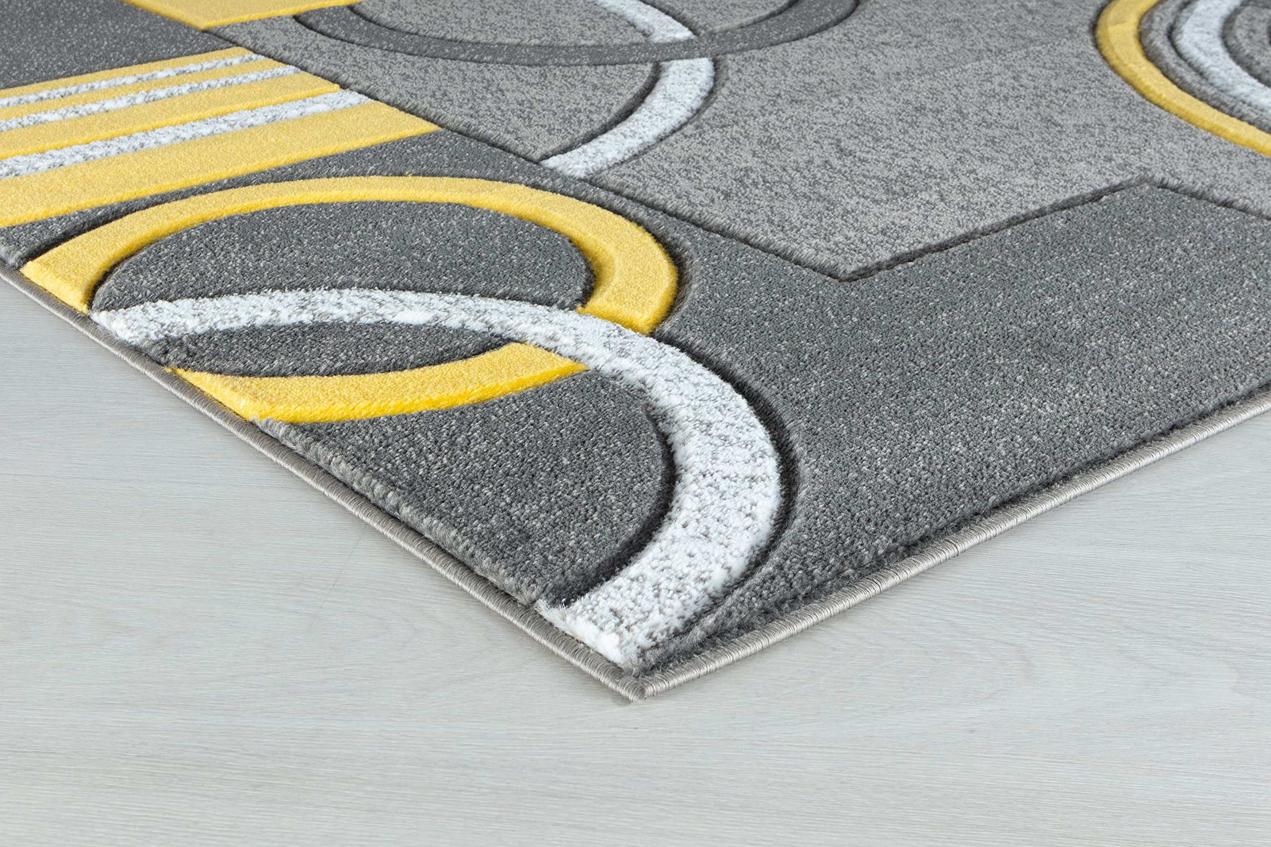 Premium Soft Hand Carved Modern Area Rug - 8x10 Fluffy Contemporary Floor Carpet for Living Room, Dining Room & Bedroom - Yellow (Indoor Home Decor, Cozy Comfort, Stylish Accent)