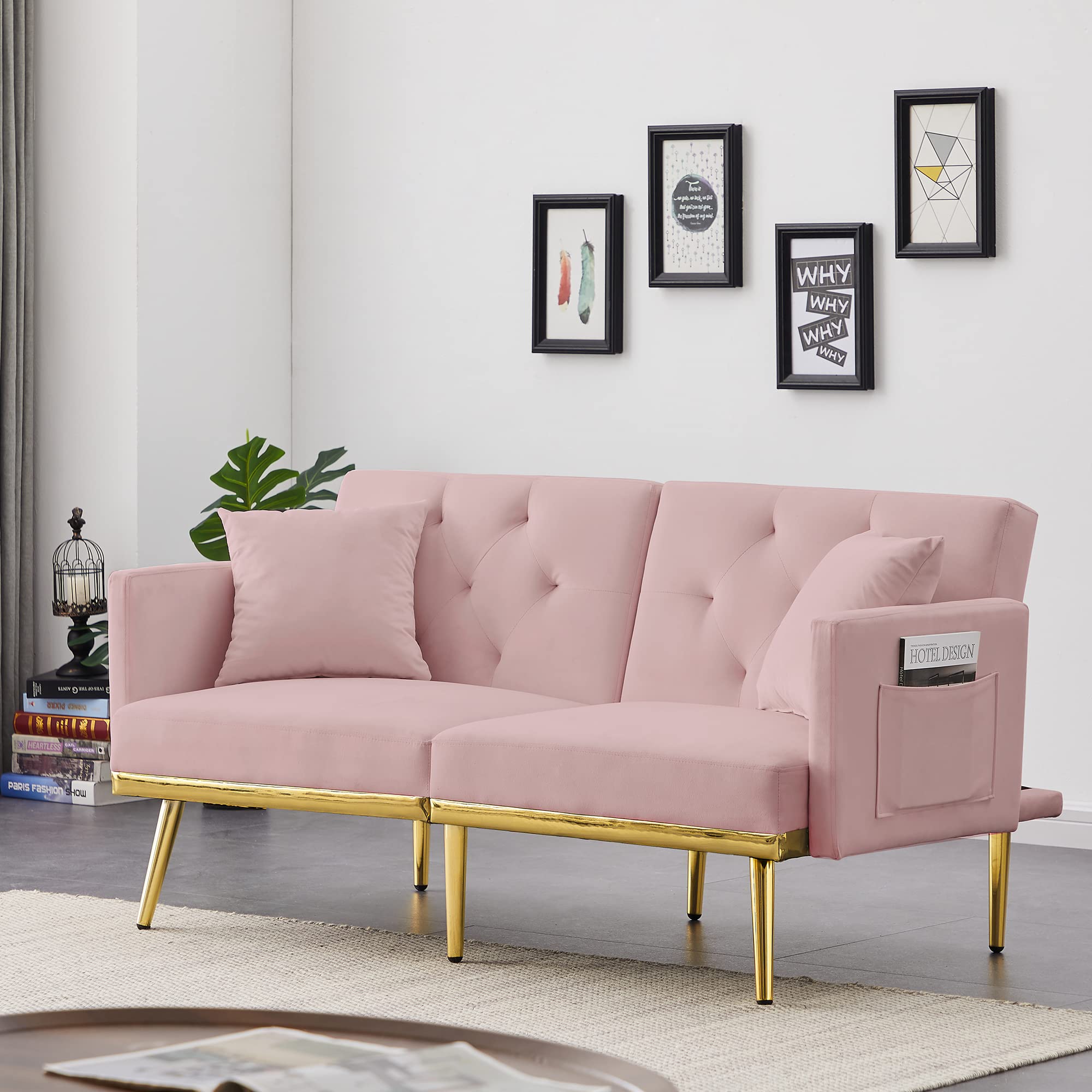 Eafurn Convertible Futon Couch Bed Loveseat Sofa - 3-in-1 Multi-Functional Furniture for Small Spaces, Guest Room & Apartment Living | Perfect for Lounging, Sleeping & Space Saving