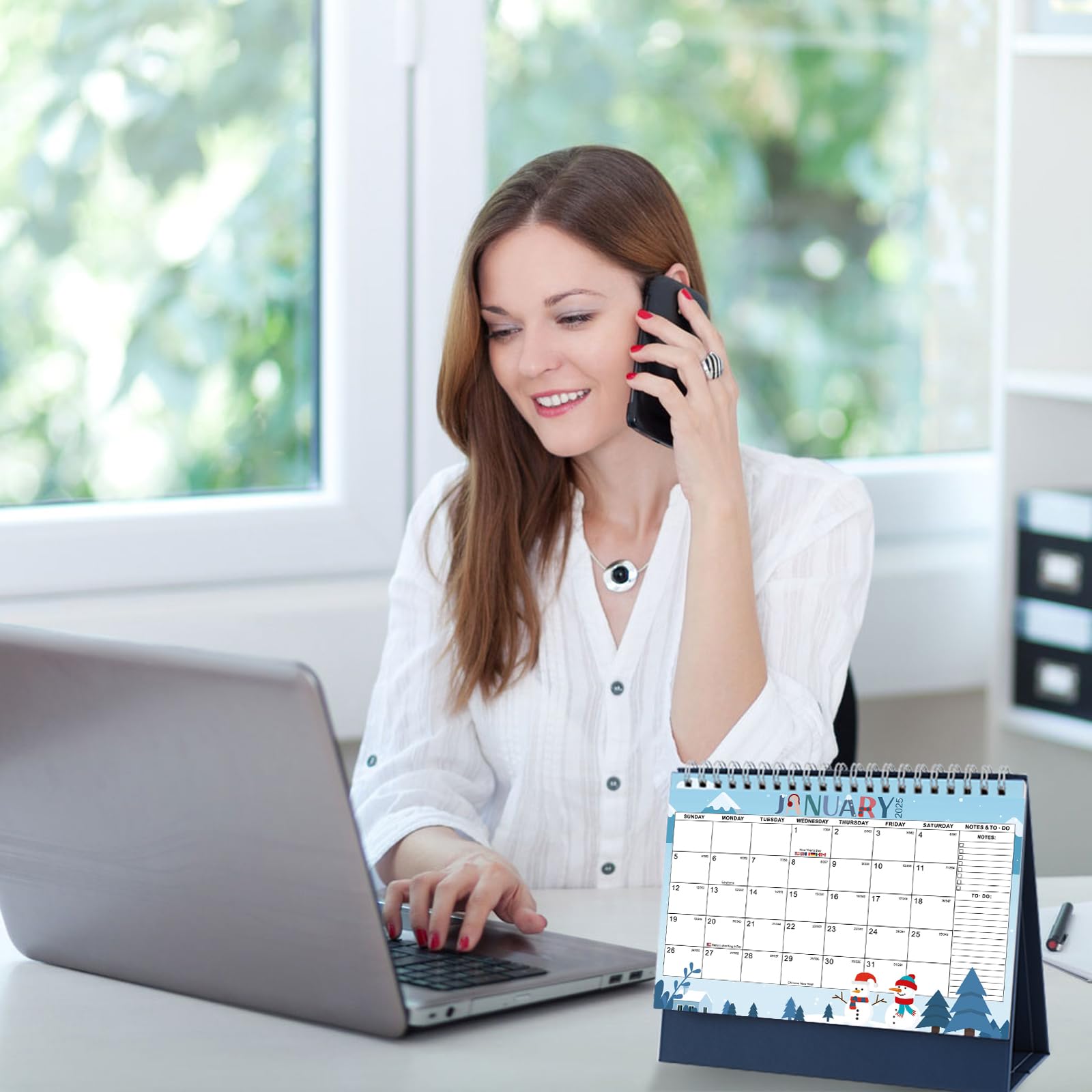 2025 Small Desk Calendar - Monthly Theme Design from Now to December 2025 | Standing Flip Desktop Calendar for Home, Office & School (Blue) | Perfect for Planning, Scheduling & Organization