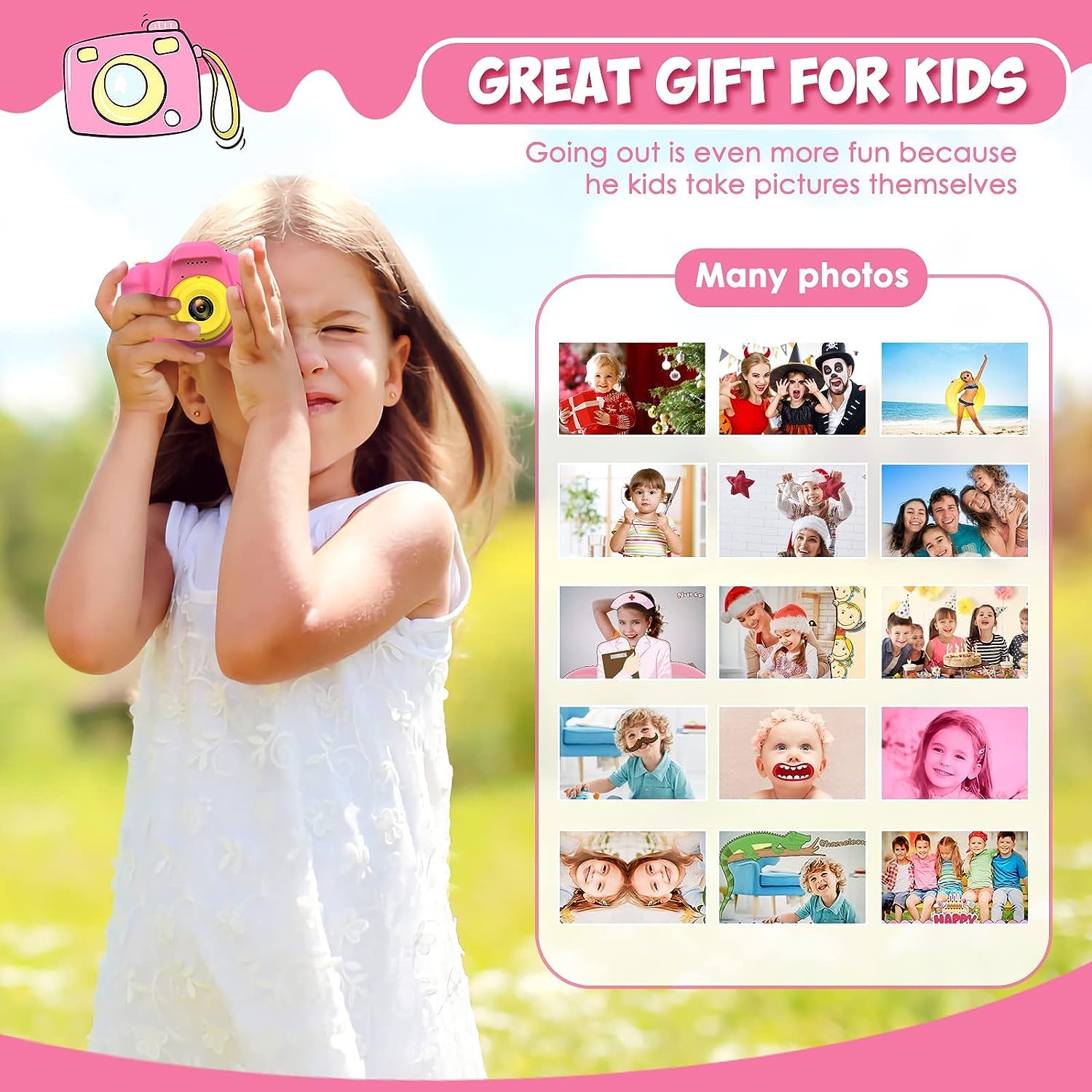 Kids Digital Camera - HD Video Camera for Girls Ages 3-9 | 32GB Memory | Perfect Christmas & Birthday Gift for Toddlers 3-8 Years Old | Portable Toy for Travel, Outdoor Play & Creative Learning