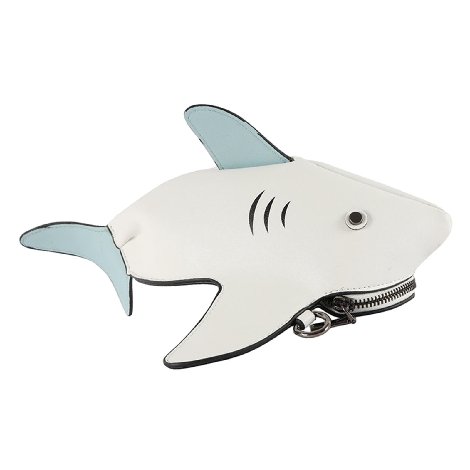 MYADDICTION Scary Shark PU Leather Handbag - Cute Animal Crossbody Bag for Women, Fashion Beach Travel Purse (White) - Perfect for Beach Outings, Travel & Casual Daily Use