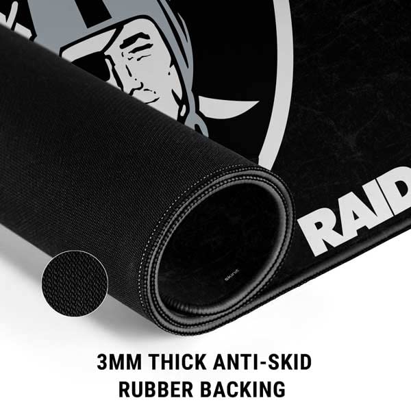 Official Las Vegas Raiders NFL Gaming Mouse Pad - Medium Size with Distressed Design, Stitched Edges, Non-Slip Rubber Base & Waterproof Surface | Perfect for Gaming, Office Work & Computer Desks