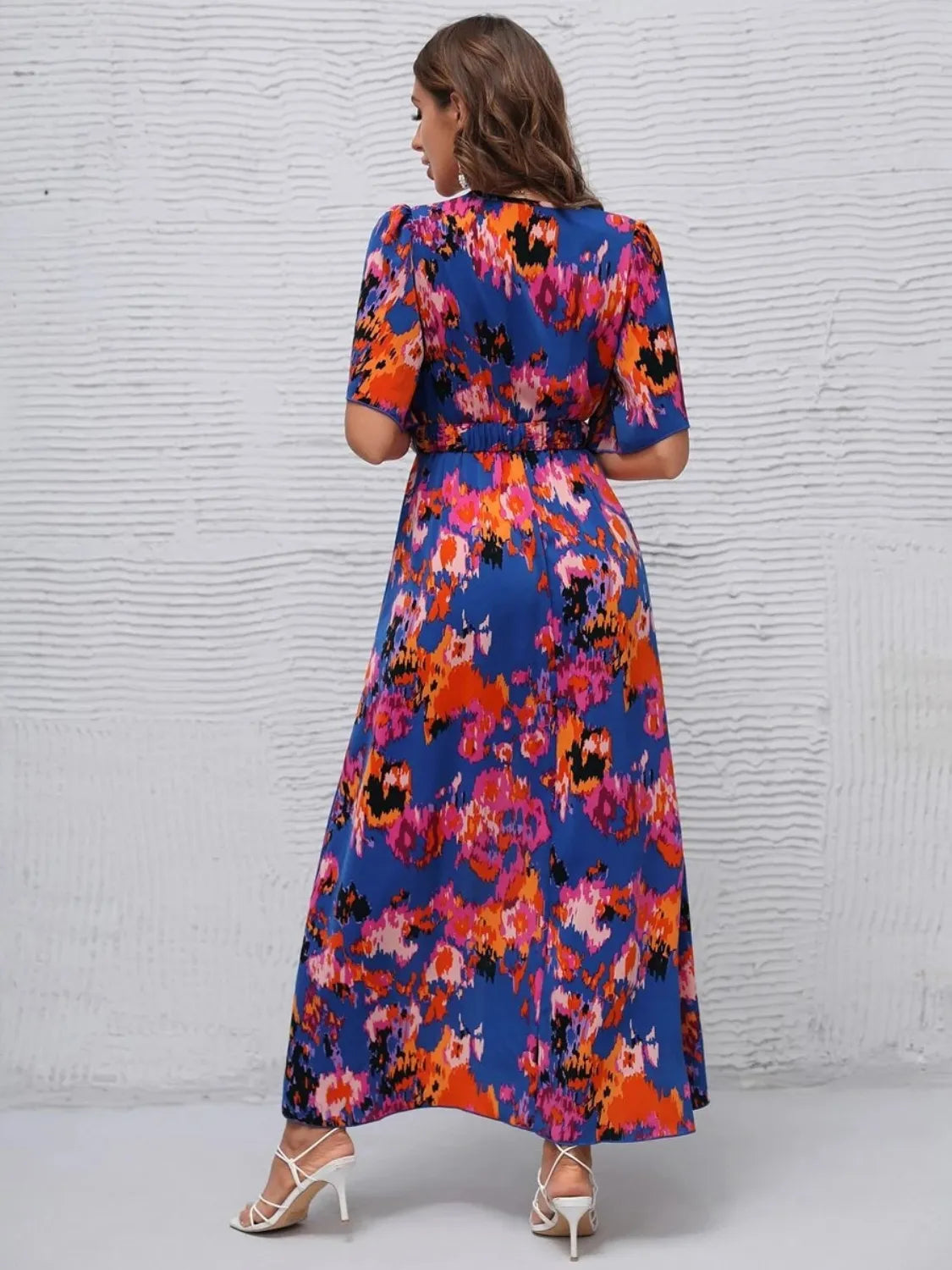 Floral Short Sleeve Summer Maxi Dress for Women - Beach Vacation, Party & Casual Outfit - Lightweight Boho Sundress for Travel, Date Night & Outdoor Events