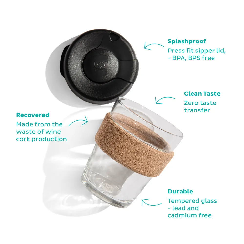 KeepCup Brew Cork 12oz Reusable Coffee Cup - Eco-Friendly Travel Mug for Hot & Cold Drinks - Perfect for Office, Commuting & Outdoor Adventures