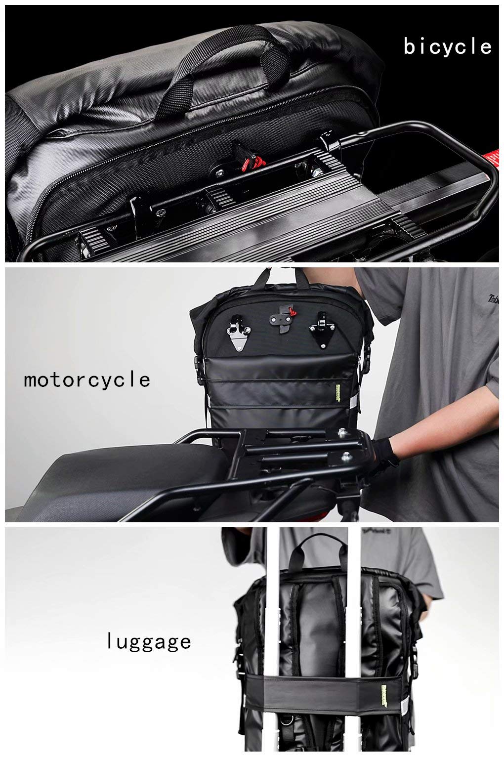 Rhinowalk 24L Waterproof Bike Pannier Bag - Multifunctional Bicycle Rear Seat Bag with Laptop Compartment | Perfect for Cycling Commute, Motorcycle Travel & Outdoor Adventures