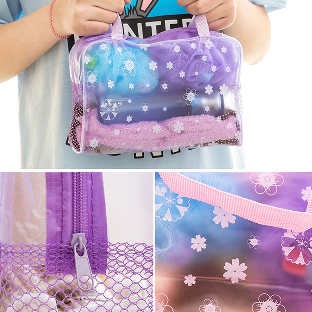 Clear Travel Storage Bag with Zipper - Waterproof Makeup & Toiletry Organizer Pouch (Purple) | Perfect for Cosmetic Storage, Gym Essentials & Vacation Packing