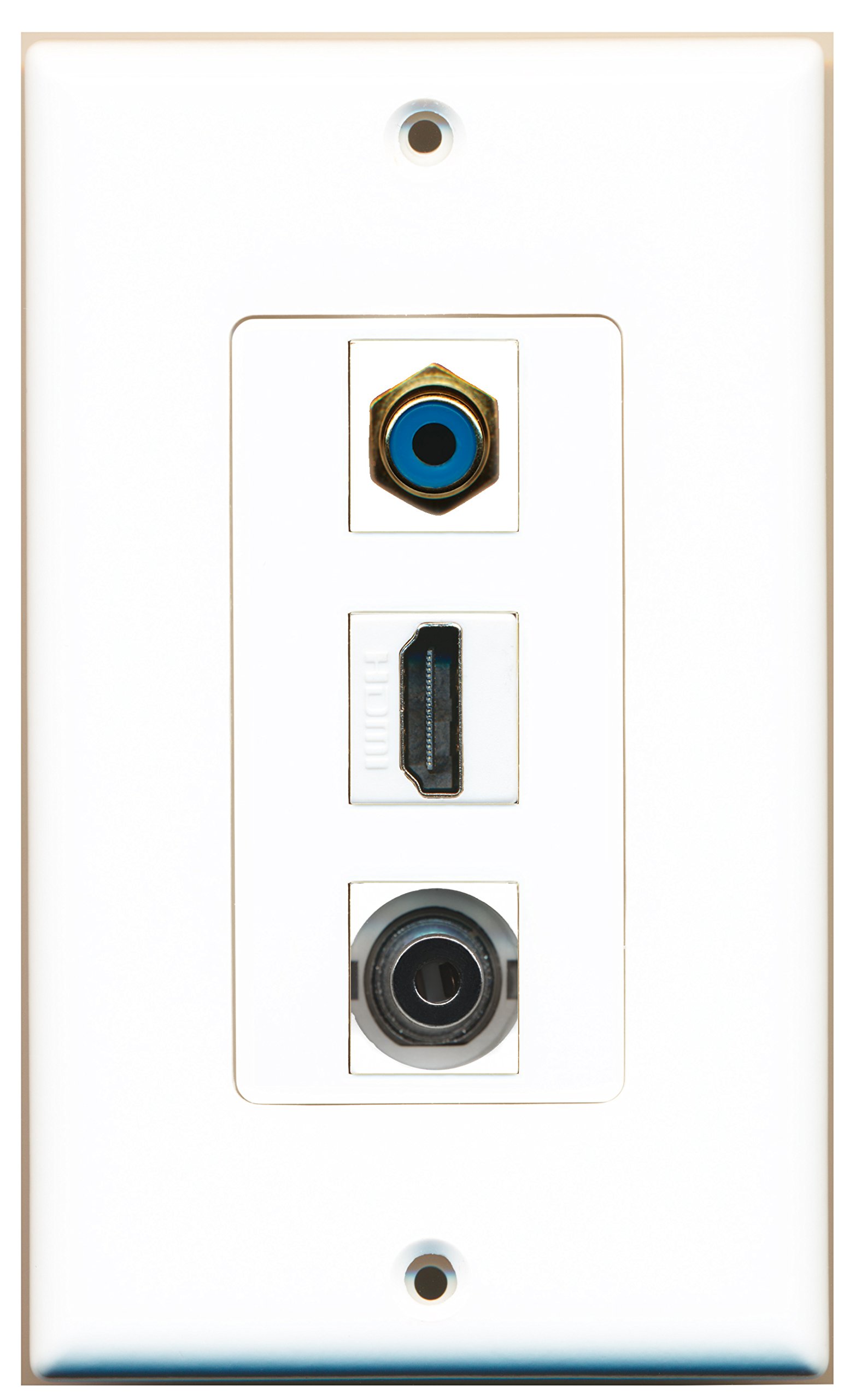 RiteAV 1 Port HDMI, 1 Port RCA, 1 Port 3.5mm Audio Wall Plate - Oversized Jumbo MIDI Plate for Home Theater & Audio Systems - Perfect for Living Room, Office & Conference Room Setup
