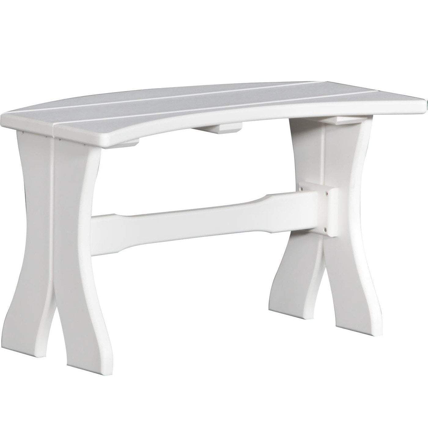 Eco-Friendly White Recycled Plastic Outdoor Table Bench with Cup Holder - Perfect for Patio, Garden, and Poolside Relaxation