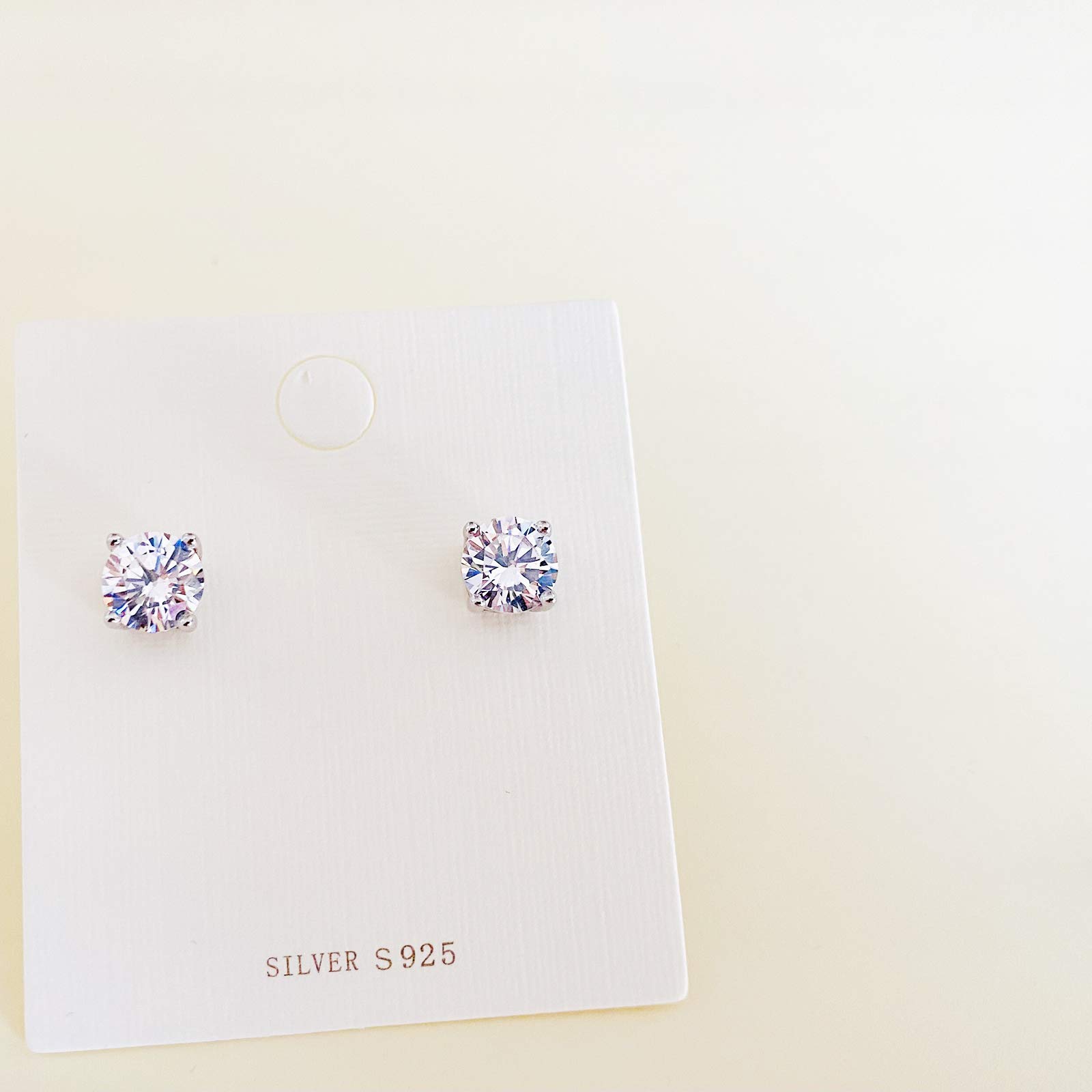 Sterling Silver Stud Earrings with Round Clear Cubic Zirconia - Hypoallergenic Earrings for Women & Men, Perfect Gift for Birthday, Anniversary & Valentine's Day | Everyday Wear & Special Occasions