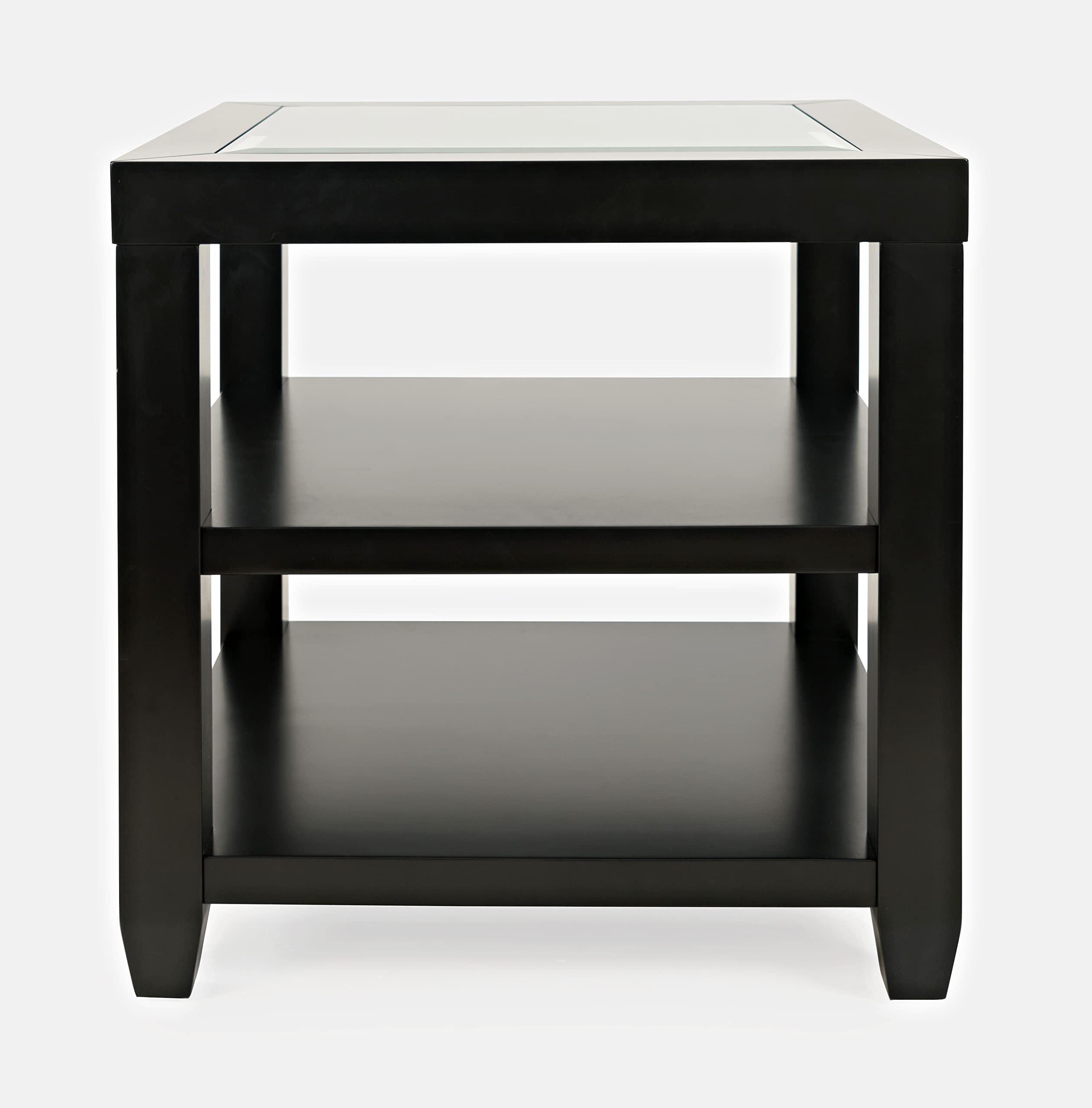 Jofran Urban Icon Glass Inlay End Table with Storage Shelf - Modern Accent Table for Living Room, Bedroom & Office - Nightstand with Storage Space for Books, Remote & Decor