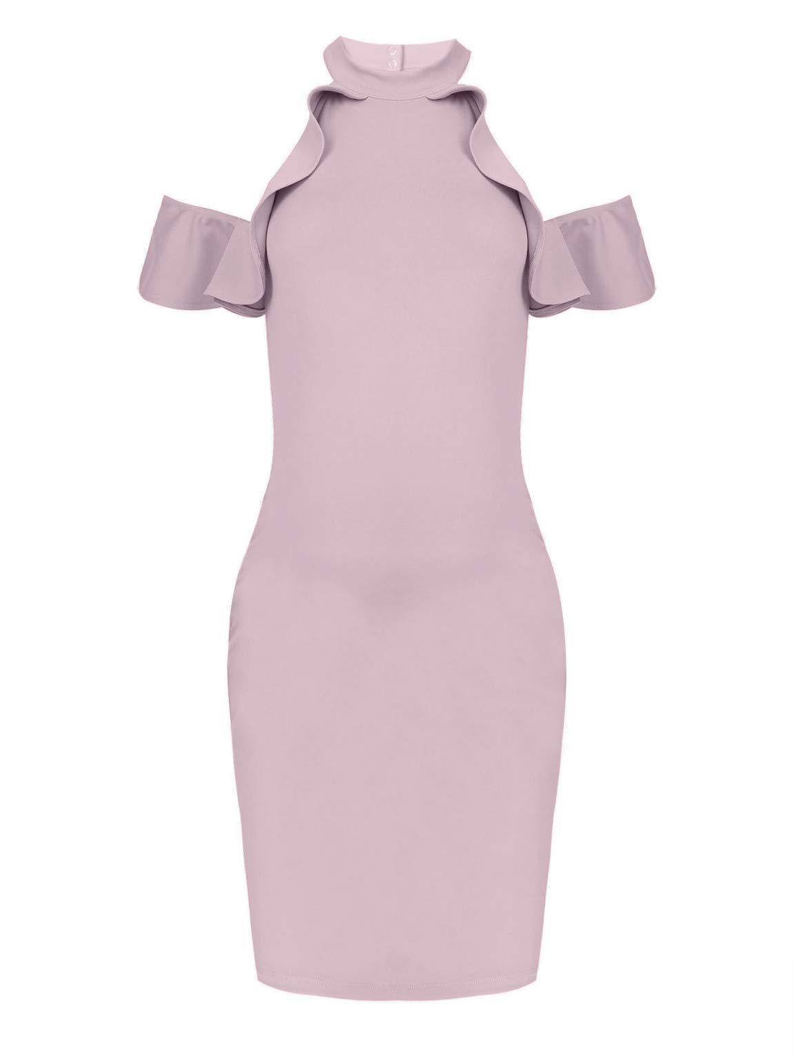 Maternity Cold Shoulder Dress for Women - Ruffle Short Sleeve Bodycon Pregnancy Photo Shoot Dress | Baby Shower, Maternity Photoshoot, Special Occasion Wear