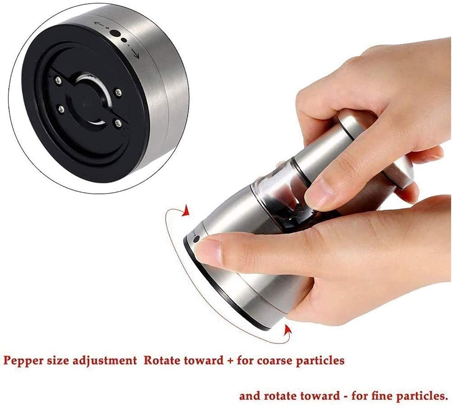 2Pcs Stainless Steel Manual Salt and Pepper Grinder Set - Adjustable Kitchen Spice Mill for Cooking, Seasoning & Tabletop Use - Perfect for Home, Restaurant, and Outdoor Dining
