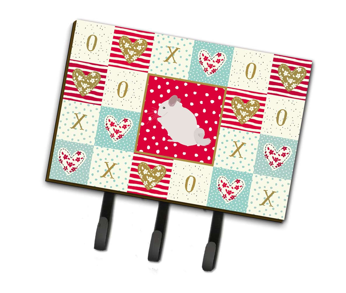 Pink and White Chinchilla Love Leash & Key Holder Wall Hook - Red Coat Rack for Keys, Towels, Aprons, Leashes - Perfect for Entryway, Kitchen, or Bathroom Organization