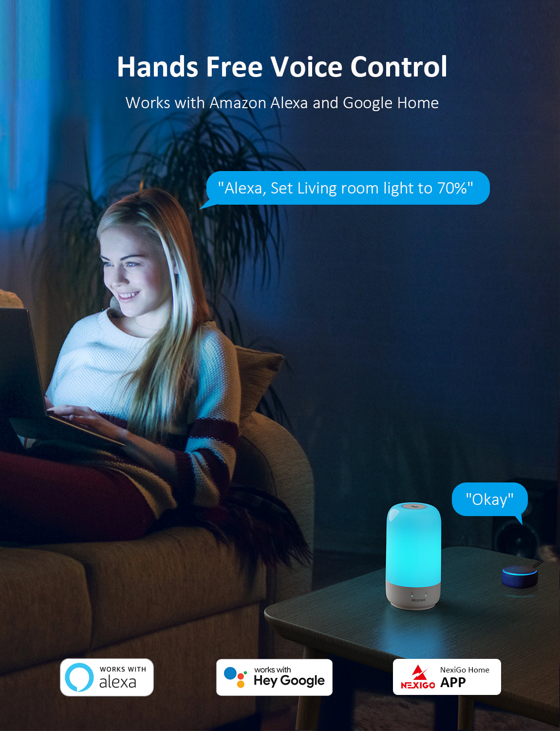 NexiGo LT01S Smart Table Lamp with Touch Control & USB Charging - Perfect for Home Office, Bedroom, and Study Room Lighting
