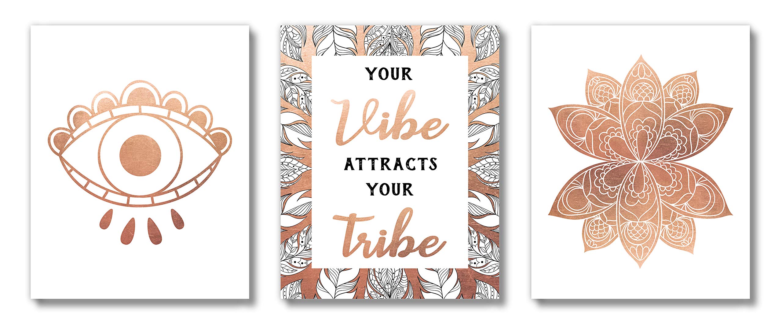 Boho Teen Girl Room Wall Decor - Unframed 8x10 Inspirational Art Prints with Motivational Quotes for Yoga, Meditation, Office, Bedroom, Dorm & Desk - Perfect for Tween & Women's Spaces (Good Vibe Tribe Collection)