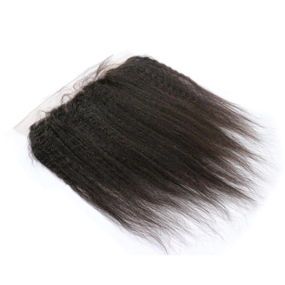 Virgin Human Hair Frontal Kinky Straight Bundle Deals - 100% Natural Black Hair Extensions for Styling & Protective Hairstyles