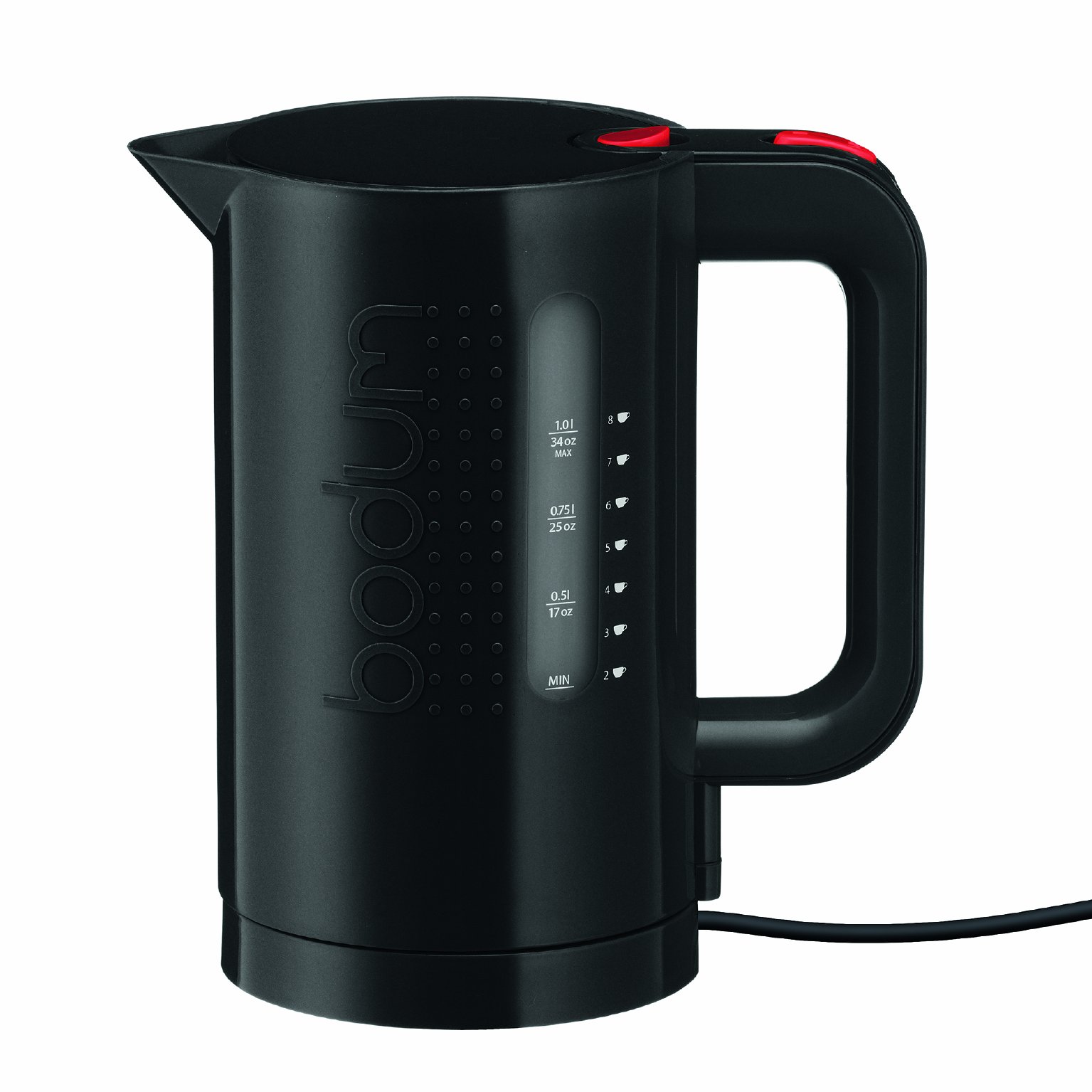 Bodum 34oz Bistro Electric Water Kettle - Fast Boiling BPA-Free Plastic Kettle for Coffee, Tea & More - Auto Shut-Off & Keep Warm Function - Perfect for Home, Office & Dorm Use (Black)