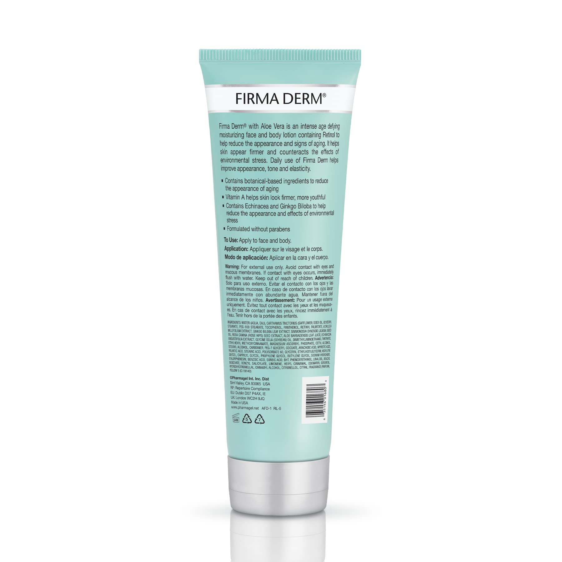 Pharmagel Firma Derm Age Defying Moisturizing Lotion for Dry Skin | Anti-Aging & Firming Body Lotion with Hyaluronic Acid | Daily Hydrating Moisturizer for Women & Men | Perfect for Night Routine & Daytime Use - 8.5 fl. oz.