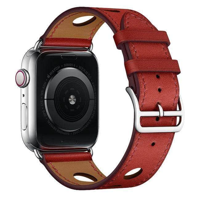 Original Apple Watch Band 2 3 4 5 6 Series 38mm 40mm 42mm 44mm Genuine Leather Replacement Strap - Perfect for Work, Gym & Everyday Wear