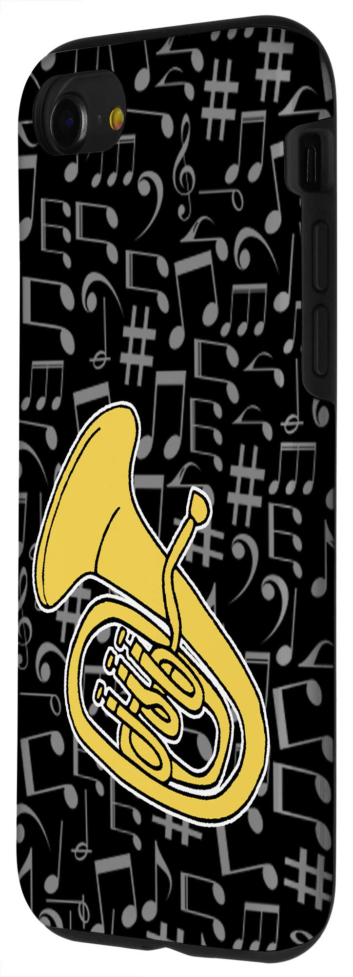 iPhone SE (2020) / 7 / 8 Music Notes Euphonium Phone Case - Black Background Protective Cover - Perfect for Musicians & Music Lovers