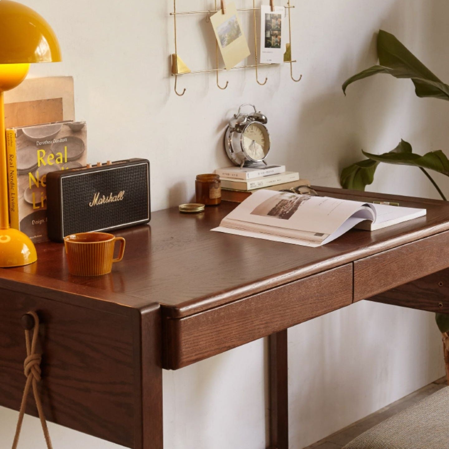 Solid Oak Wood Modern Combination Desk - Home Office Workstation for Study, Writing & Computer Use
