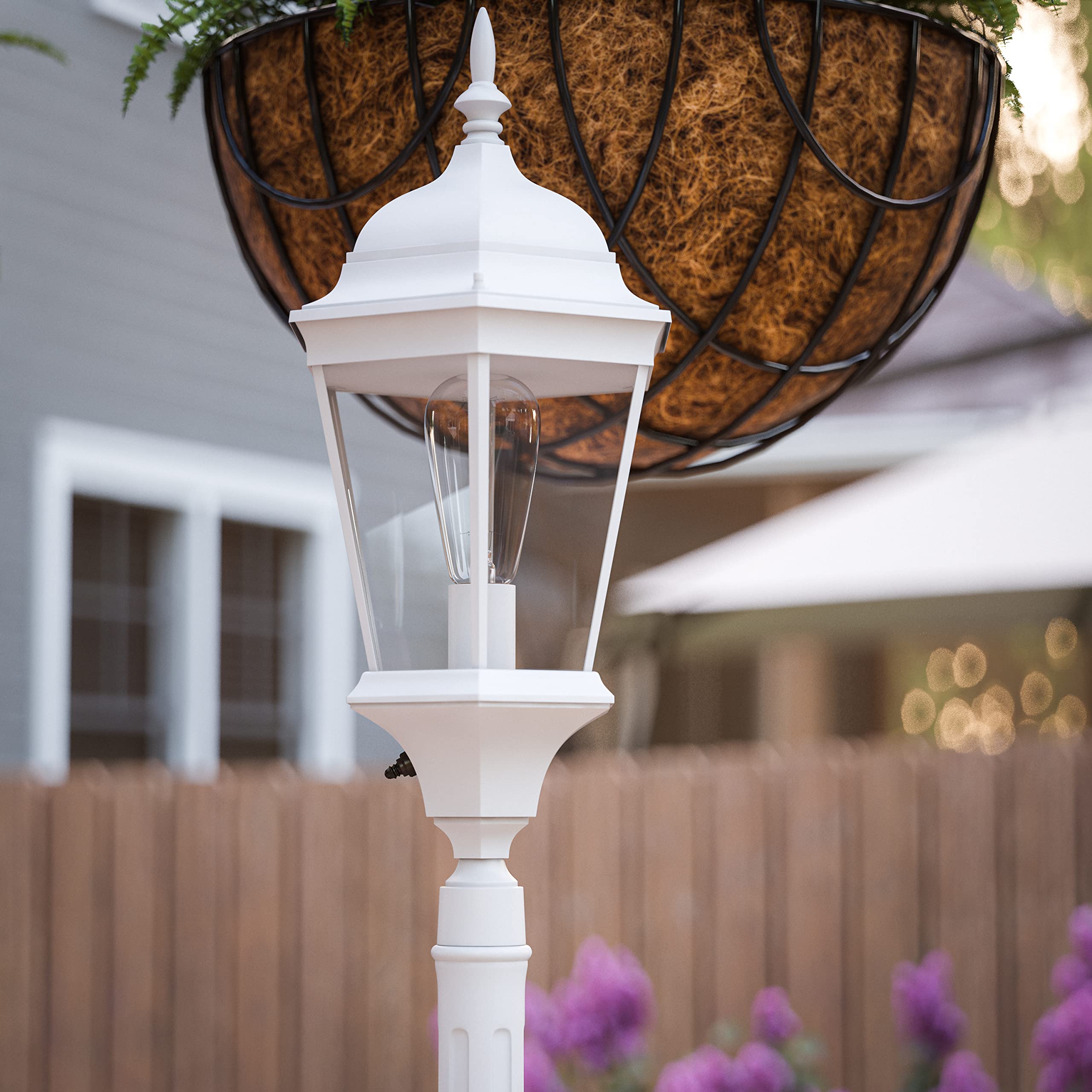 Kenroy Home 93432WH Villa 1 Light Outdoor Post Lantern - Classic White Finish, 71.4