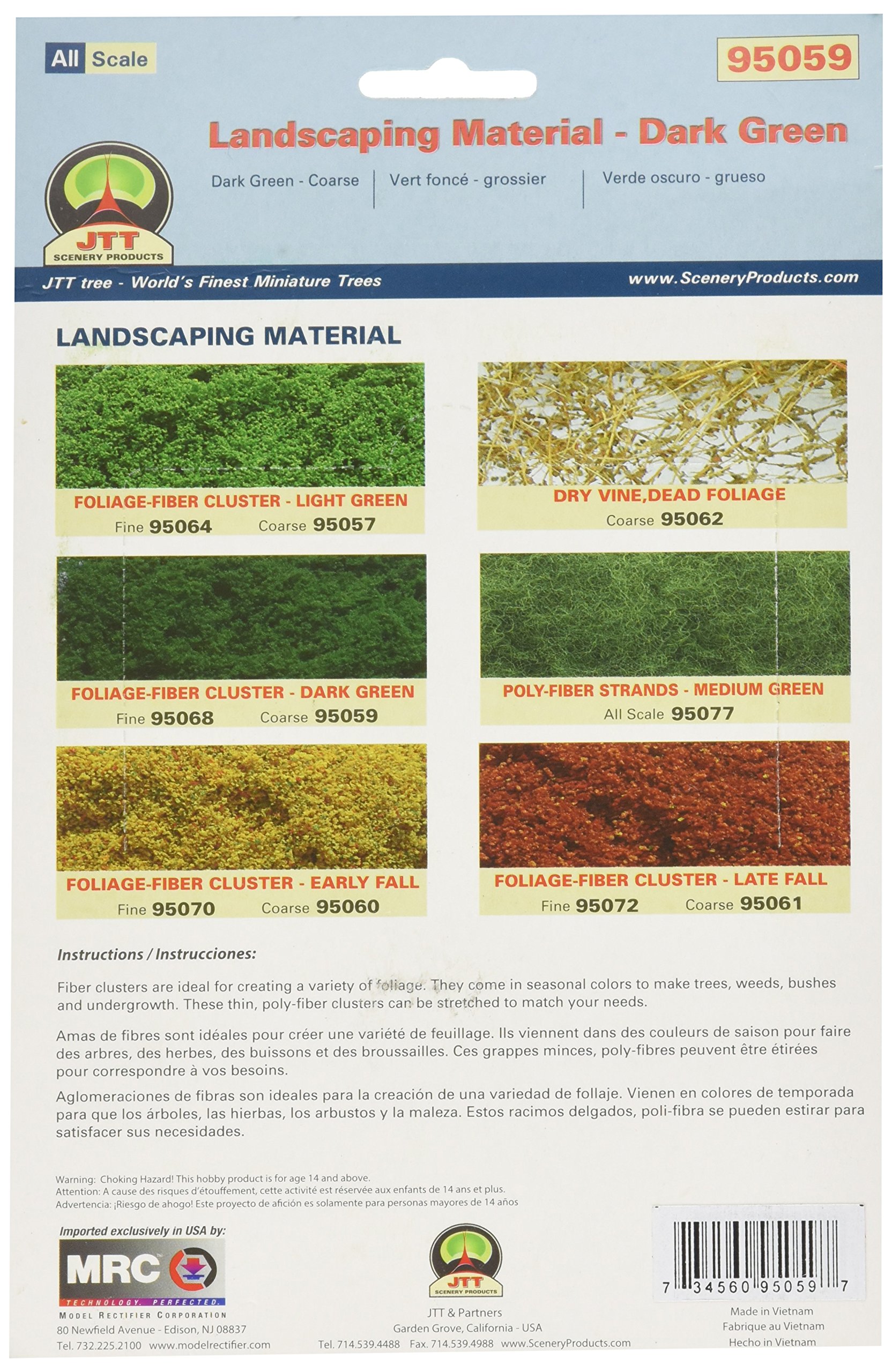 JTT Landscaping Material - Dark Green Coarse Foliage Fiber Clusters for Artificial Plants, DIY Floral Arrangements, and Home Decor