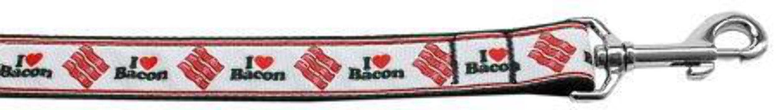 Premium Nylon Pet Collar & Leash for Dogs & Cats - 'I Love Bacon' Design - Adjustable & Durable for Daily Walks & Outdoor Adventures
