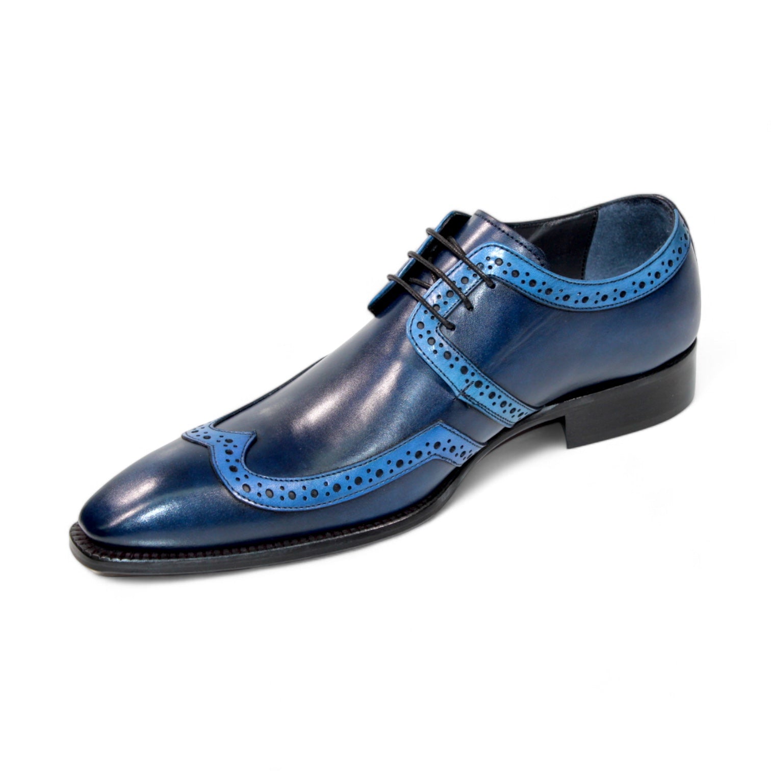 Duca Di Matiste Savona Men's Dress Shoes - Navy Blue Leather Oxfords for Business & Formal Occasions