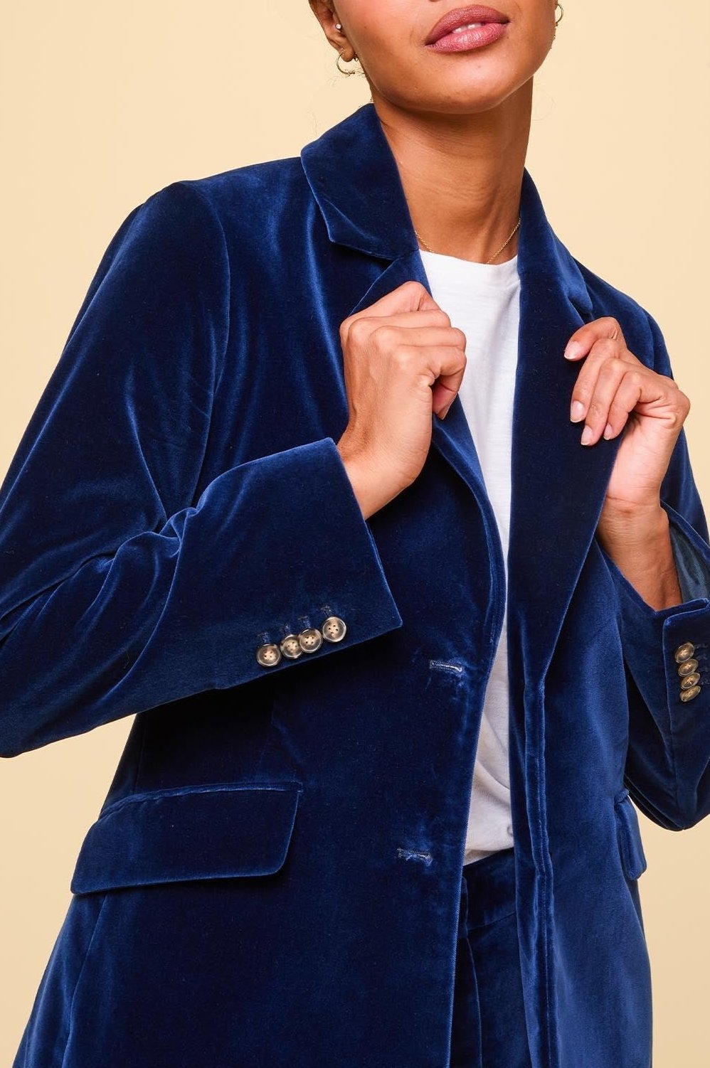 Nala Velvet Blazer for Women | Elegant Midnight Blue Formal Blazer | Perfect for Office Wear, Evening Parties & Special Occasions