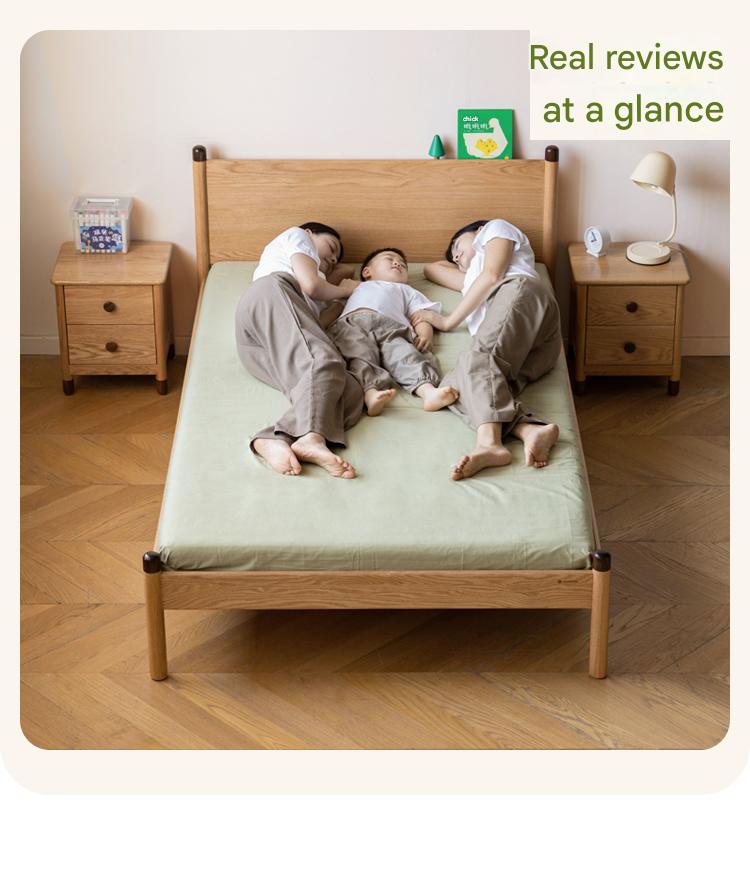 Solid Oak Wood Kids Bed - Sturdy & Safe Children's Bedroom Furniture for Toddlers & Teens - Perfect for Bedrooms, Daycare, and Guest Rooms