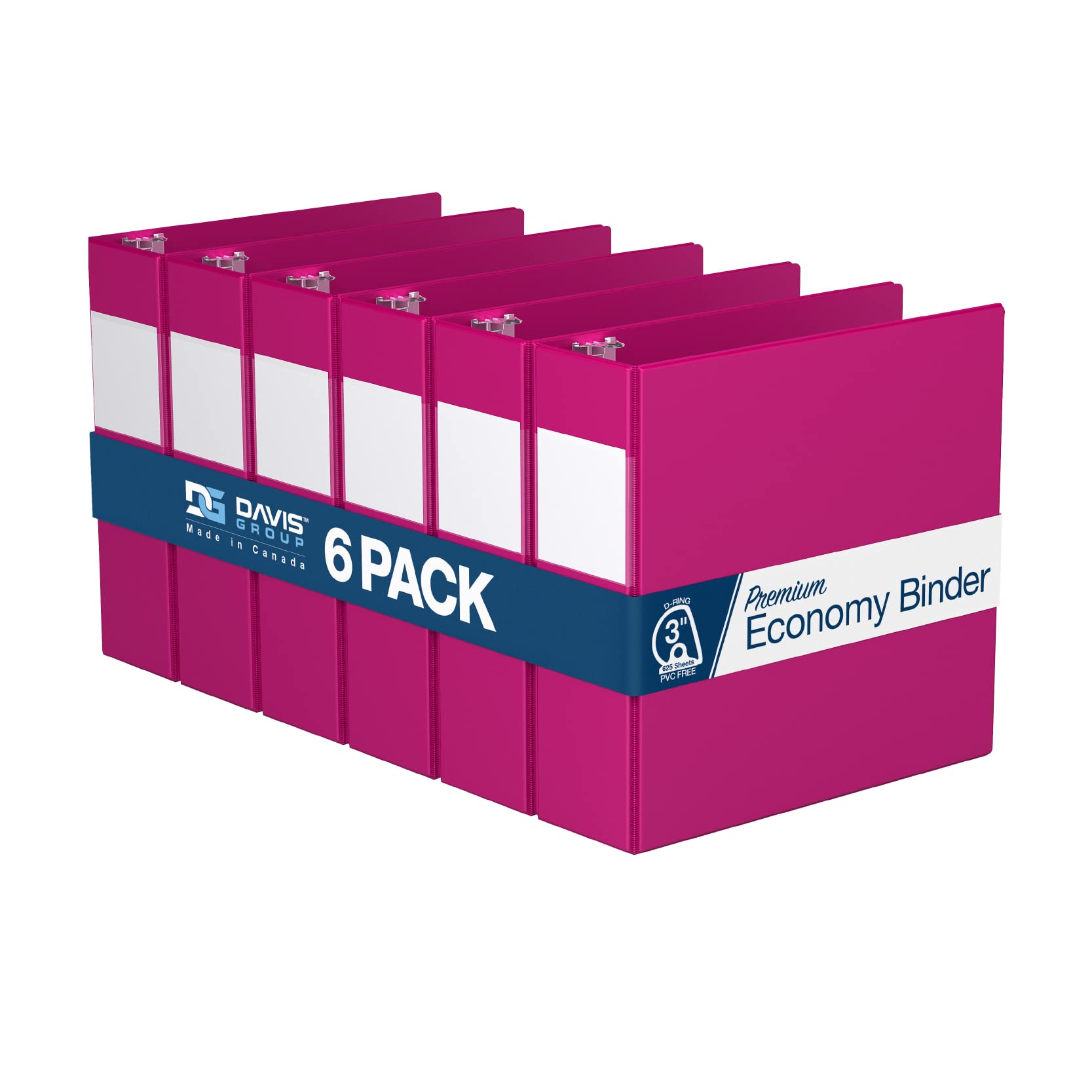 Premium 3-Inch 3-Ring Binder Notebook - D-Ring School & Office Supplies, 6-Pack Colorful Binders (Pink) - Perfect for Organizing Documents, Homework, Presentations & Home Office Storage