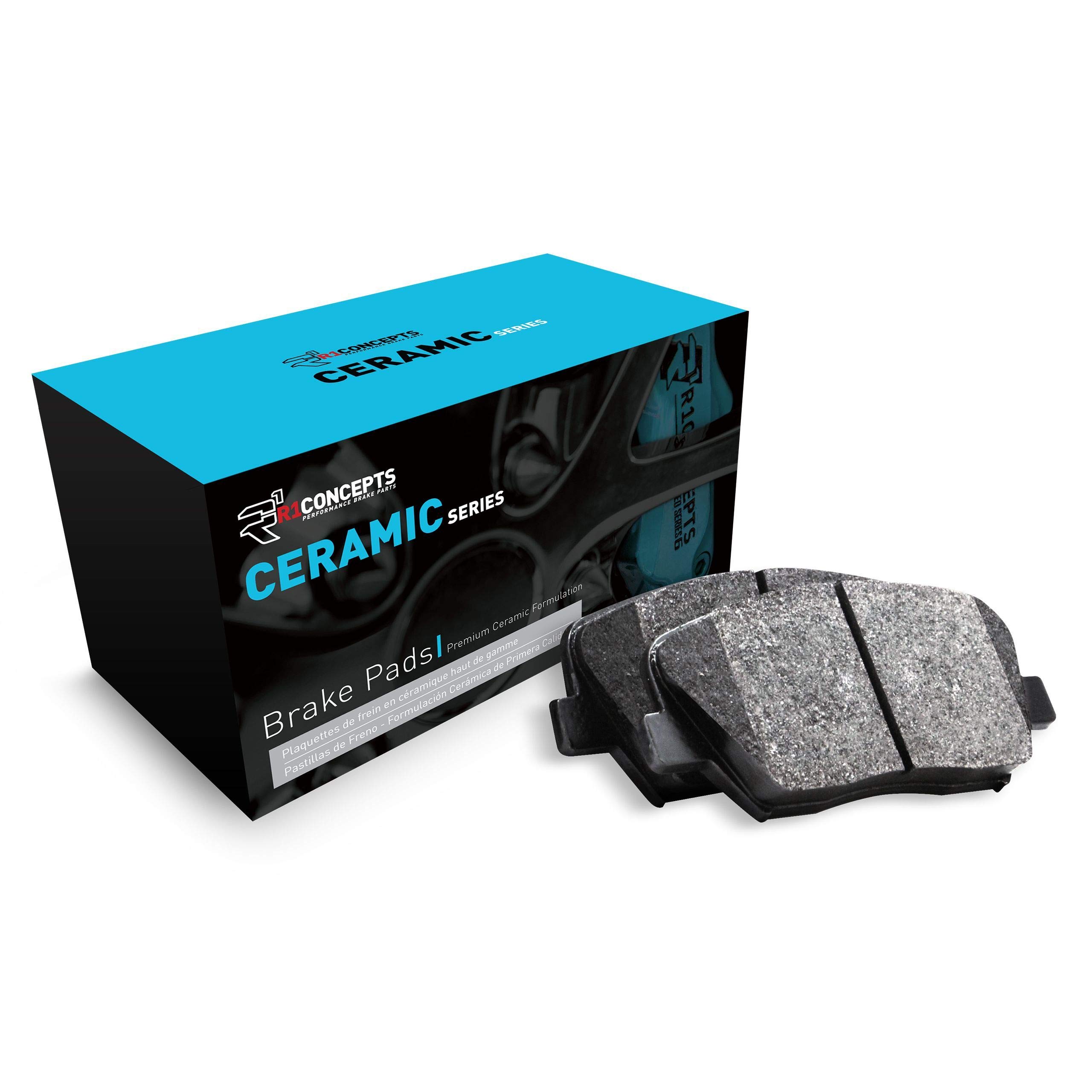 R1 Concepts Front Ceramic Series Brake Pads with Rubber Steel Shims - Compatible with 2012-2016 Chevrolet Sonic | High-Performance Braking for City Driving & Daily Commutes