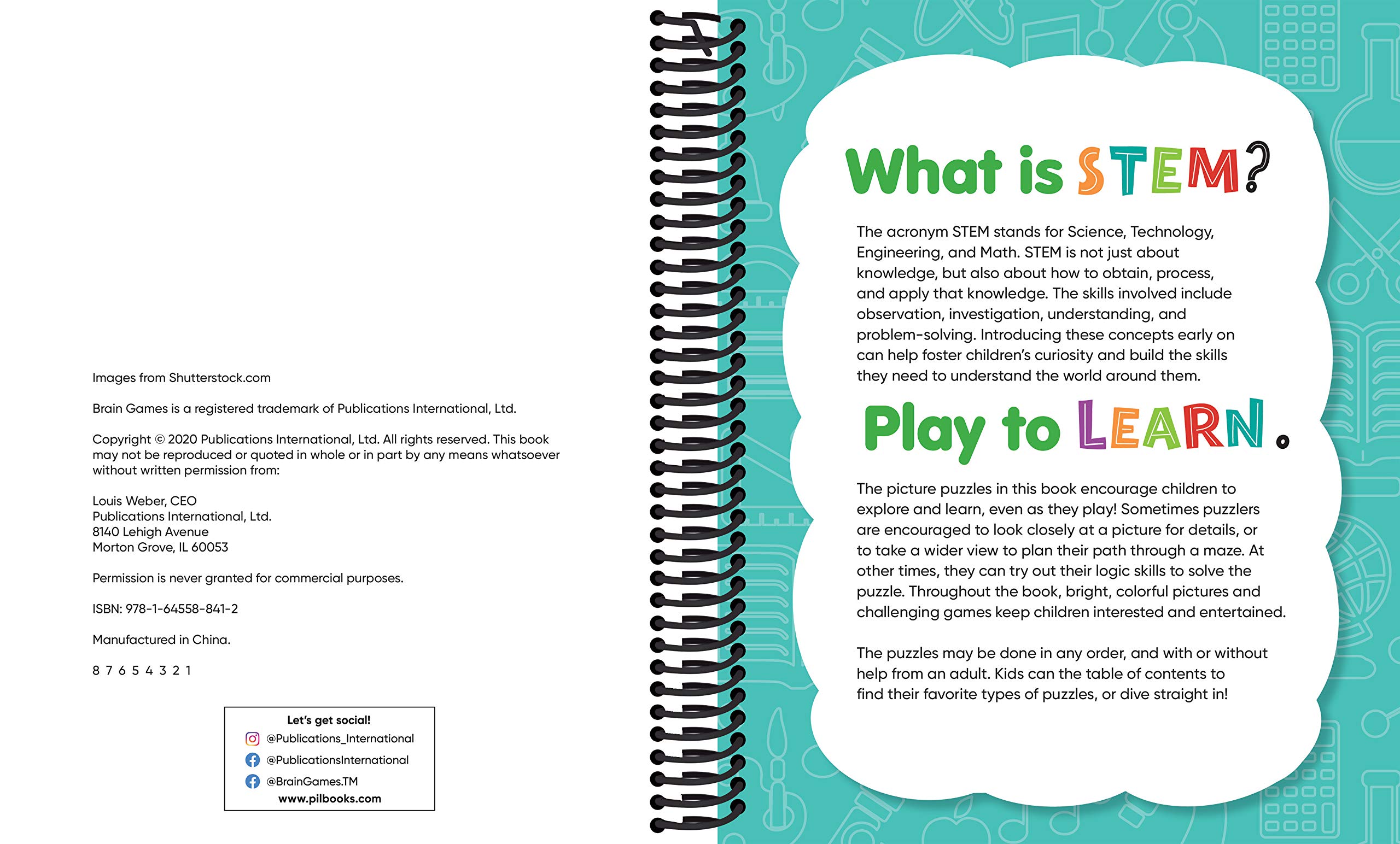 Brain Games STEM Preschool Workbook - Picture Puzzles for Growing Minds | Early Learning Activities for Kids Ages 3-5 | Perfect for Homeschool & Classroom Use