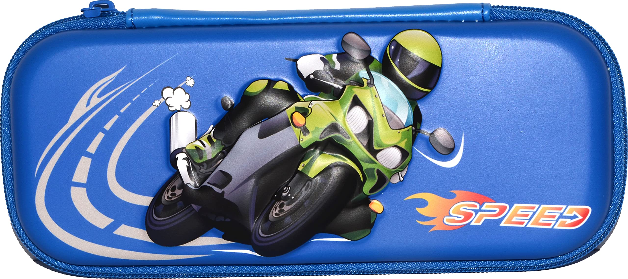 3D EVA Embossed Sports Themed Pencil Case for Kids - Super Bike Design School Supplies, Durable Pencil Pouch for Boys & Girls - Perfect for School, Travel & Art Storage (Random Color)