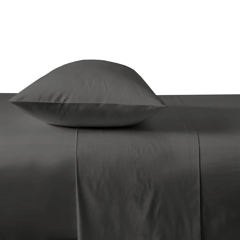 Bambury Commercial Chateau 210THC Polyester Cotton Blend Sheet Set - Flat or Fitted Sheet in Pewter Gray | Soft Bedding for Hotels, Dorms & Home Use